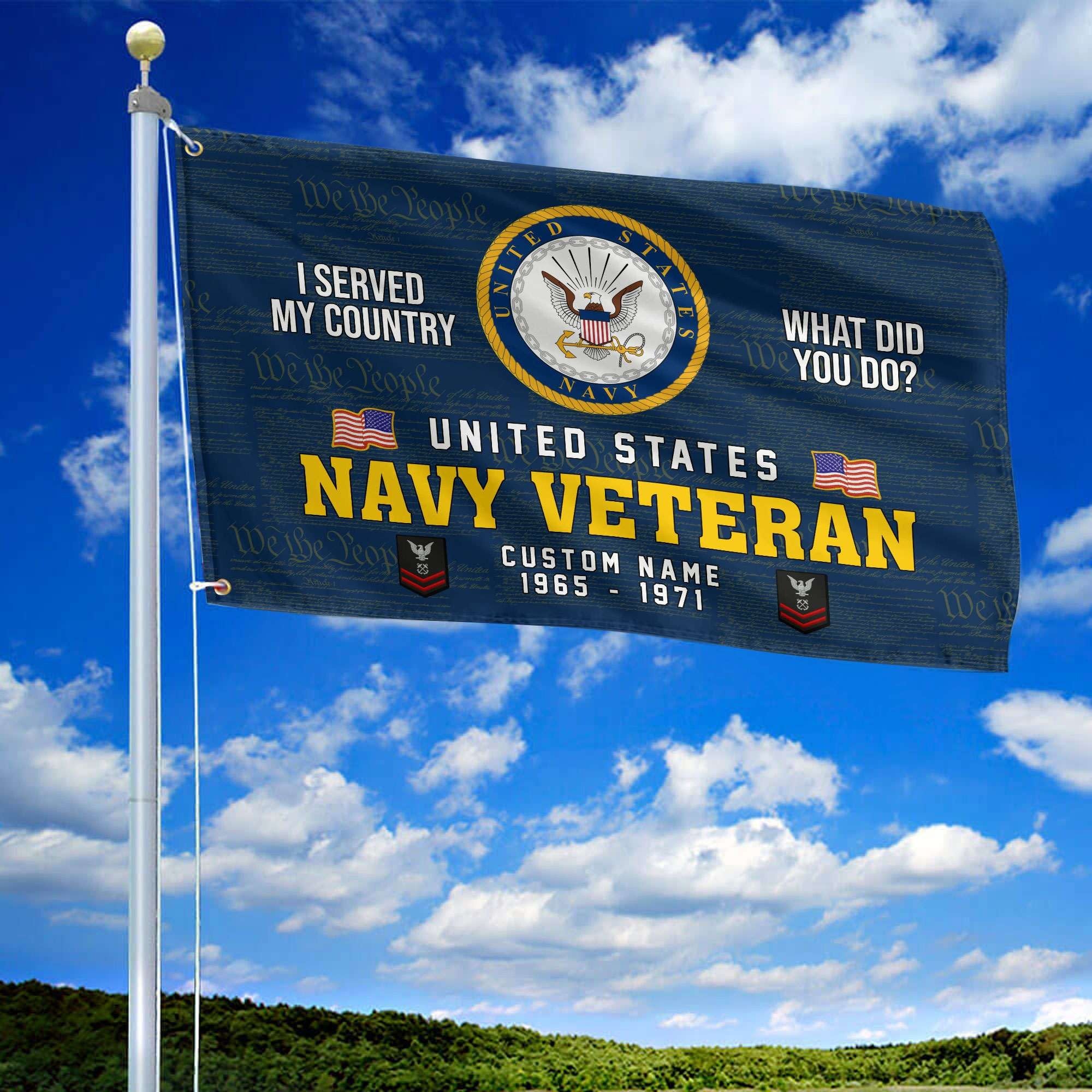 Unique Custom Name, Rank, Year, US Navy Grommet Flag VPVC106702, Gift For Navy Veteran, Gifts For Dad, For Husband, Best Gifts On Father's Day, Independence Day, Veterans Day.