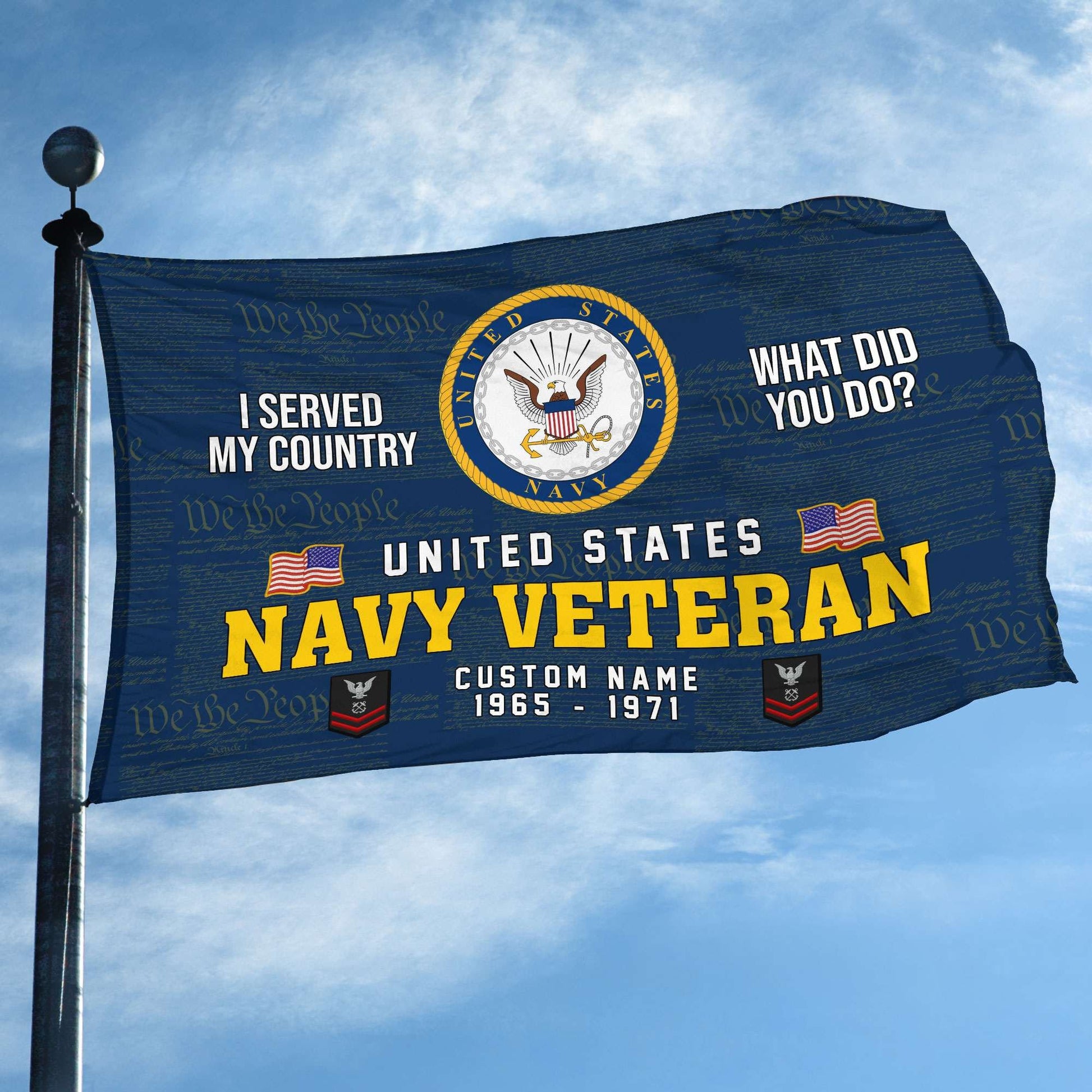 Unique Custom Name, Rank, Year, US Navy Grommet Flag VPVC106702, Gift For Navy Veteran, Gifts For Dad, For Husband, Best Gifts On Father's Day, Independence Day, Veterans Day.