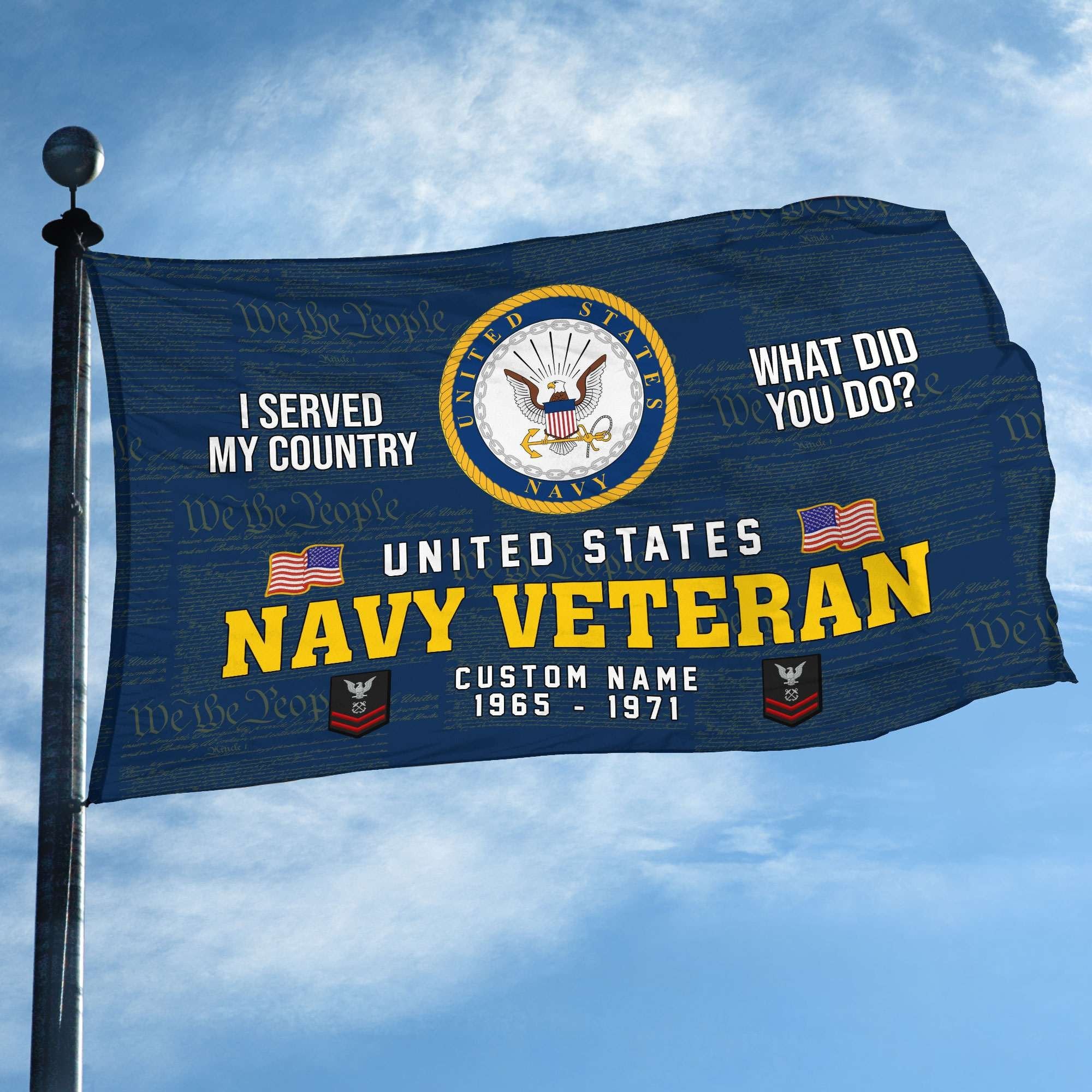 Unique Custom Name, Rank, Year, US Navy Grommet Flag VPVC106702, Gift For Navy Veteran, Gifts For Dad, For Husband, Best Gifts On Father's Day, Independence Day, Veterans Day.