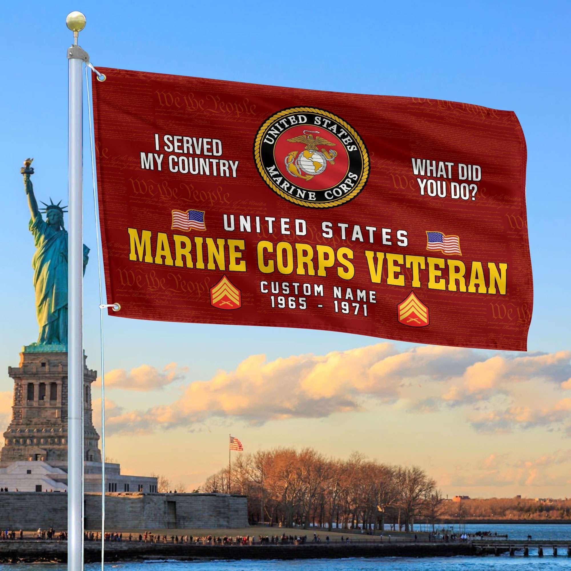 Unique Custom Name, Rank, Year, USMC Grommet Flag VPVC106703, Gift For Marine Veteran, Gifts For Dad, For Husband, Best Gifts On Father's Day, Independence Day, Veterans Day.