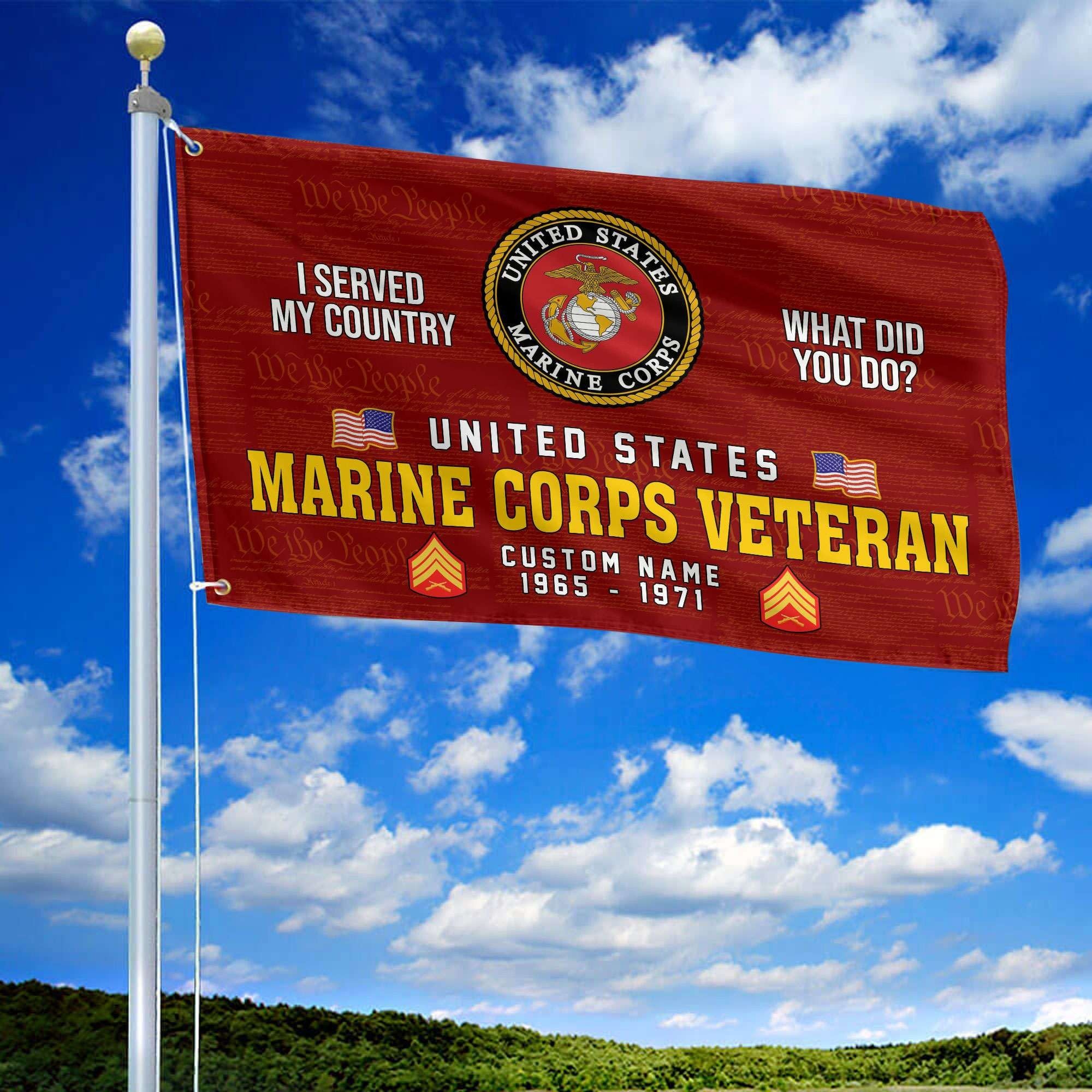 Unique Custom Name, Rank, Year, USMC Grommet Flag VPVC106703, Gift For Marine Veteran, Gifts For Dad, For Husband, Best Gifts On Father's Day, Independence Day, Veterans Day.