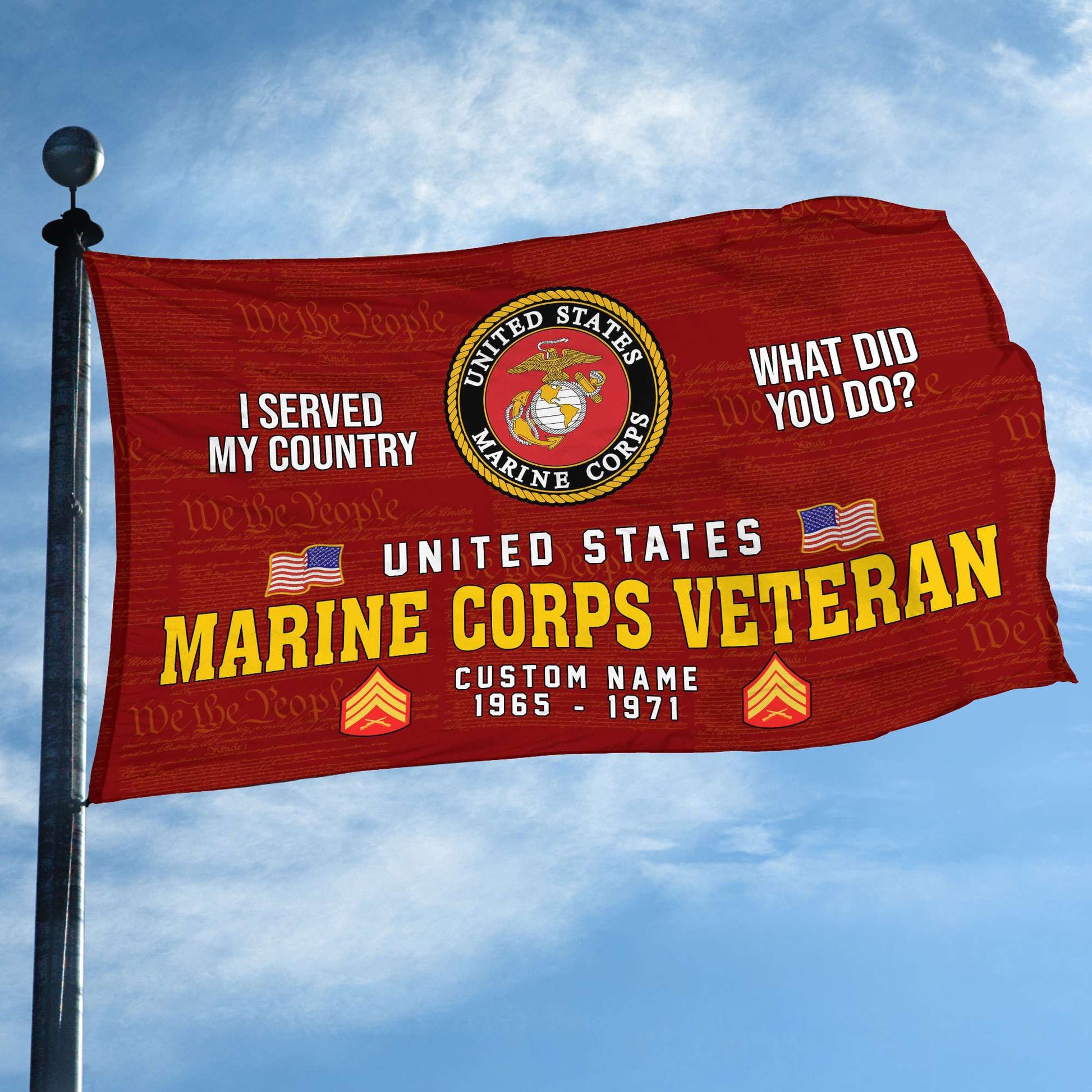 Unique Custom Name, Rank, Year, USMC Grommet Flag VPVC106703, Gift For Marine Veteran, Gifts For Dad, For Husband, Best Gifts On Father's Day, Independence Day, Veterans Day.