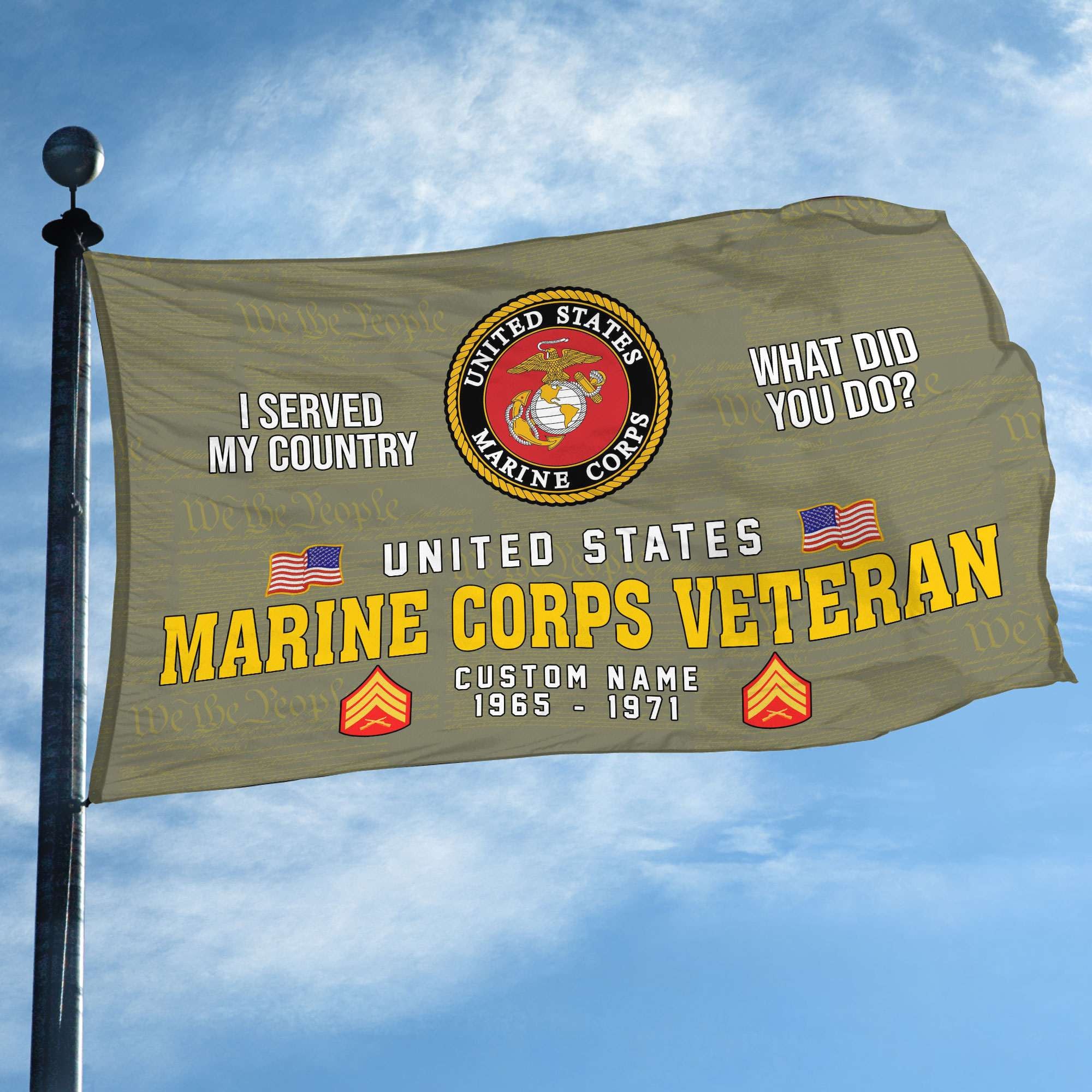 Unique Custom Name, Rank, Year, USMC Grommet Flag VPVC106711, Gift For Marine Veteran, Gifts For Dad, For Husband, Best Gifts On Father's Day, Independence Day, Veterans Day.
