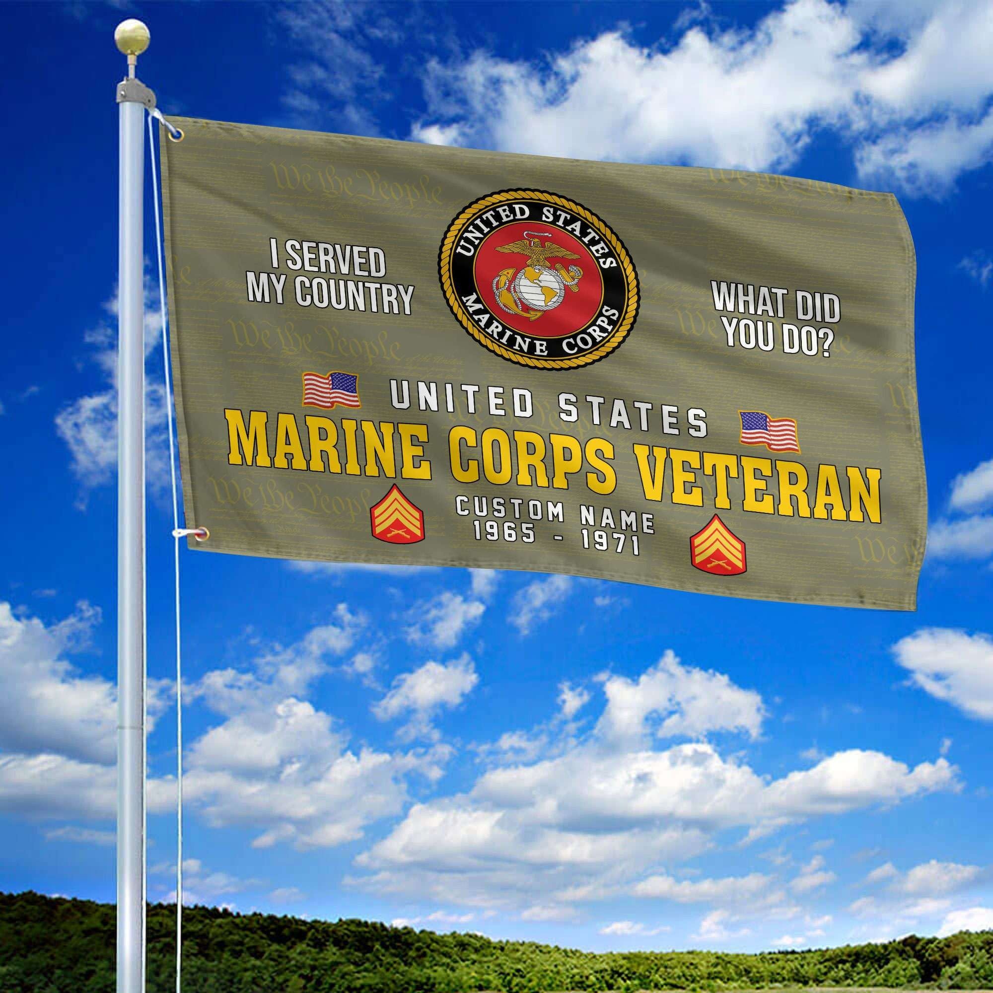 Unique Custom Name, Rank, Year, USMC Grommet Flag VPVC106711, Gift For Marine Veteran, Gifts For Dad, For Husband, Best Gifts On Father's Day, Independence Day, Veterans Day.