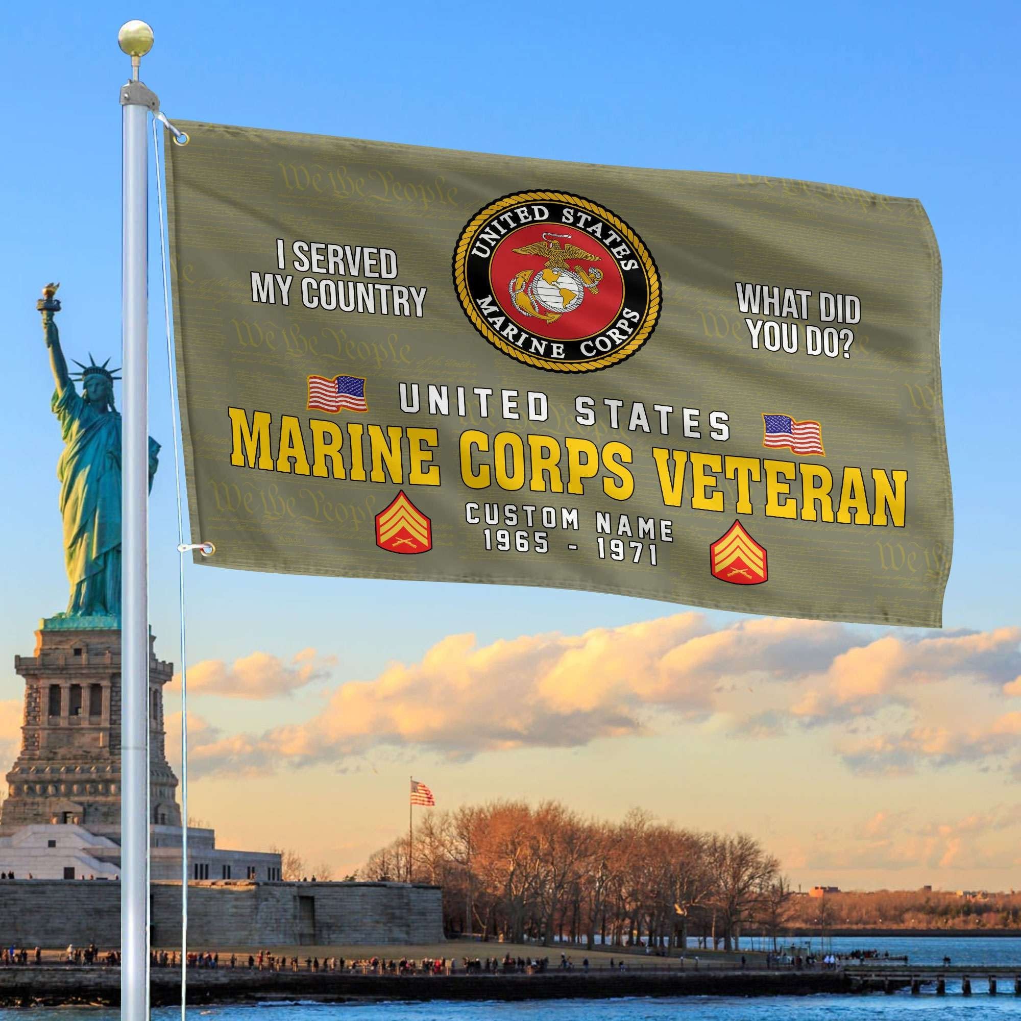 Unique Custom Name, Rank, Year, USMC Grommet Flag VPVC106711, Gift For Marine Veteran, Gifts For Dad, For Husband, Best Gifts On Father's Day, Independence Day, Veterans Day.