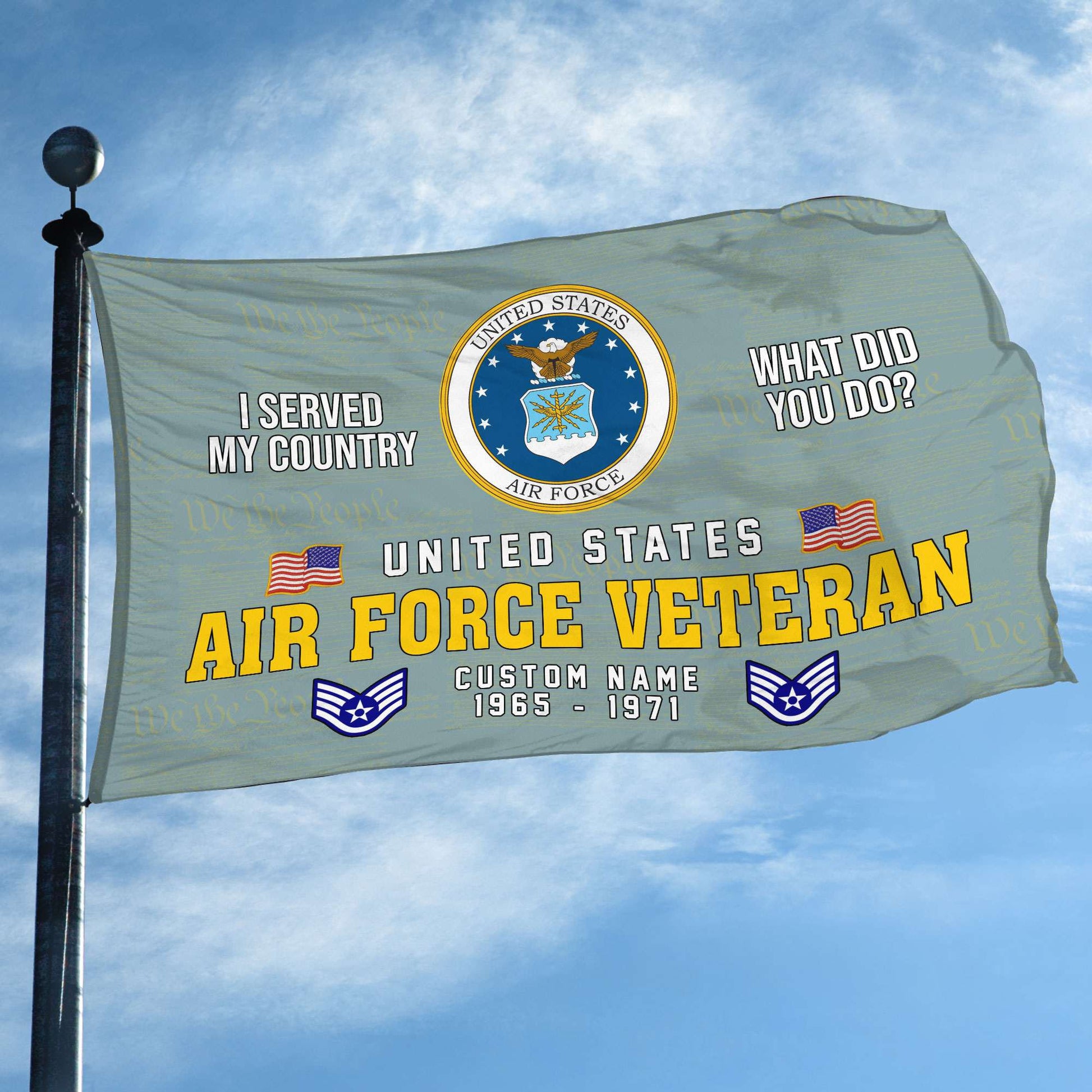 Unique Custom Name, Rank, Year, USAF Grommet Flag VPVC106704, Gift For Air Force Veteran, Gifts For Dad, For Husband, Best Gifts On Father's Day, Independence Day, Veterans Day.