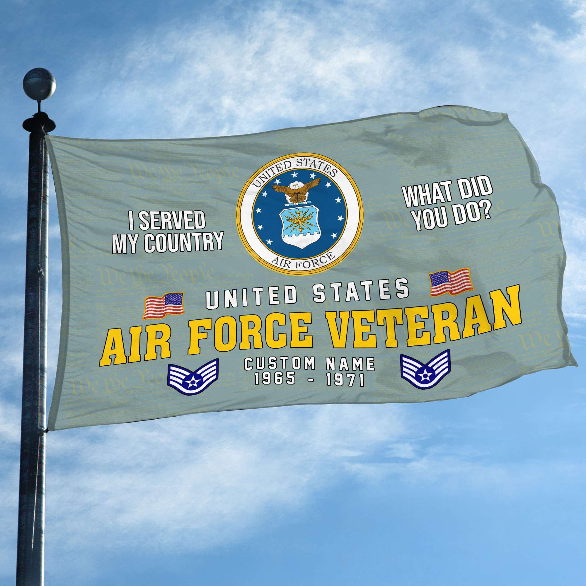 Unique Custom Name, Rank, Year, USAF Grommet Flag VPVC106704, Gift For Air Force Veteran, Gifts For Dad, For Husband, Best Gifts On Father's Day, Independence Day, Veterans Day.