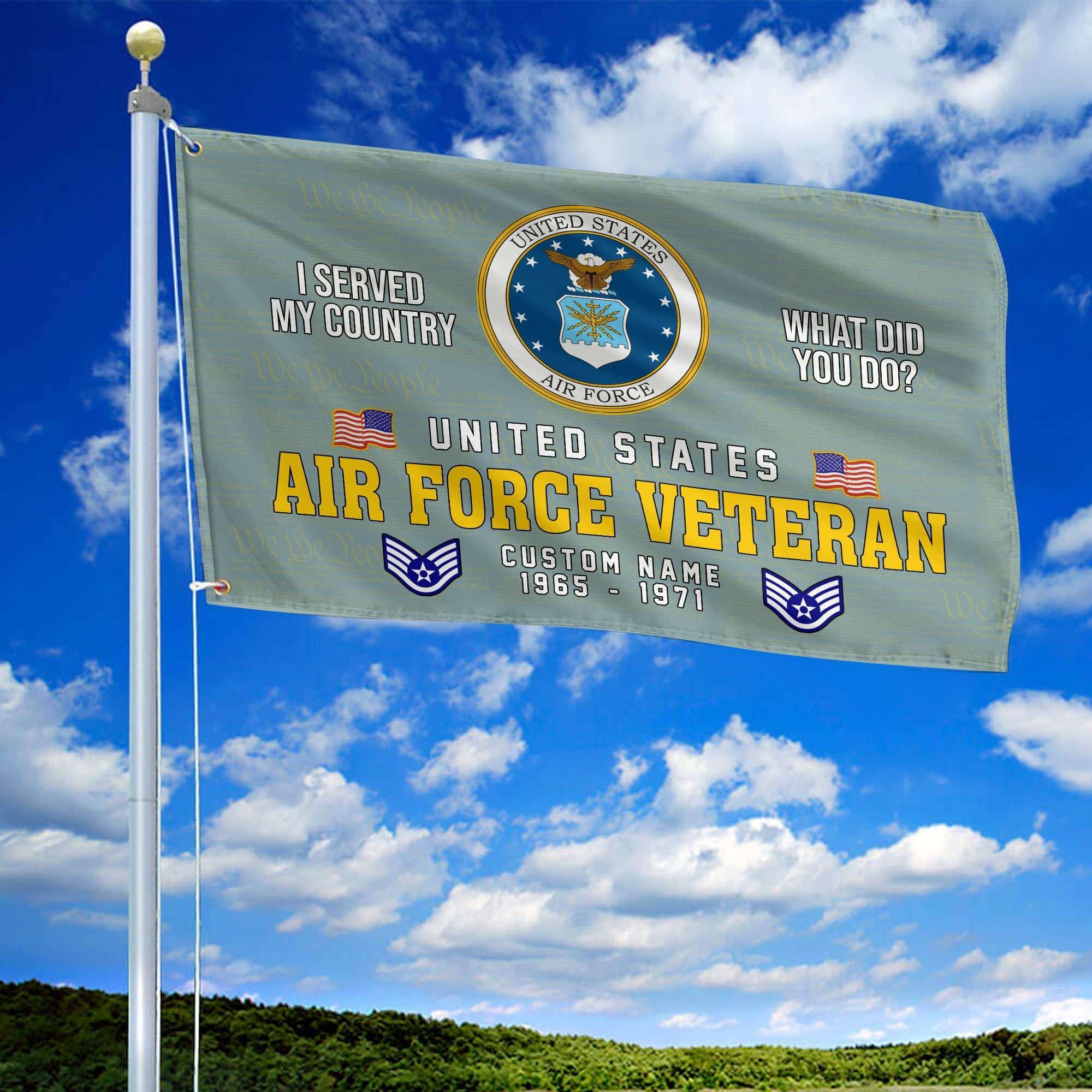 Unique Custom Name, Rank, Year, USAF Grommet Flag VPVC106704, Gift For Air Force Veteran, Gifts For Dad, For Husband, Best Gifts On Father's Day, Independence Day, Veterans Day.