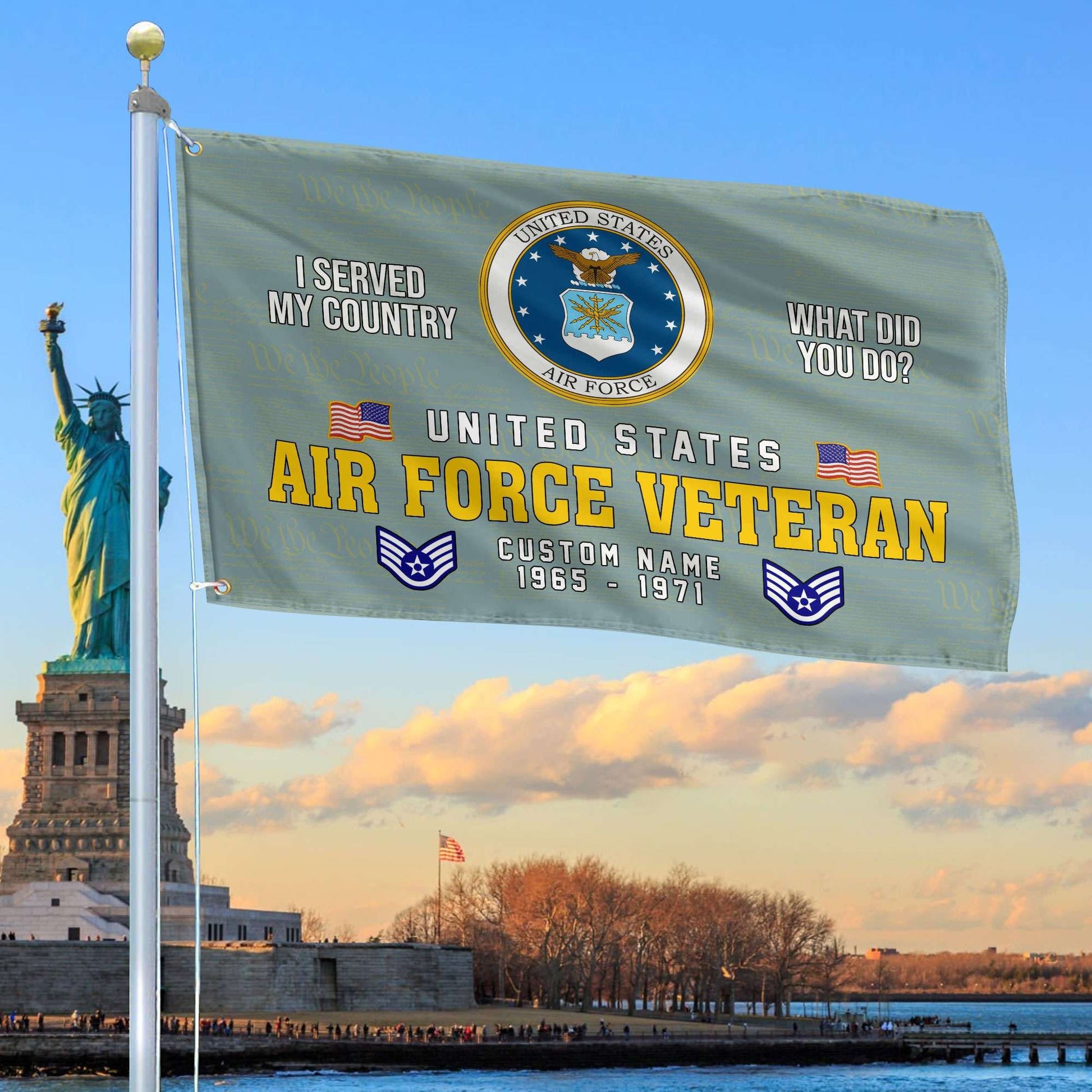 Unique Custom Name, Rank, Year, USAF Grommet Flag VPVC106704, Gift For Air Force Veteran, Gifts For Dad, For Husband, Best Gifts On Father's Day, Independence Day, Veterans Day.