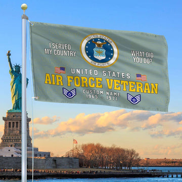 Unique Custom Name, Rank, Year, USAF Grommet Flag VPVC106704, Gift For Air Force Veteran, Gifts For Dad, For Husband, Best Gifts On Father's Day, Independence Day, Veterans Day.