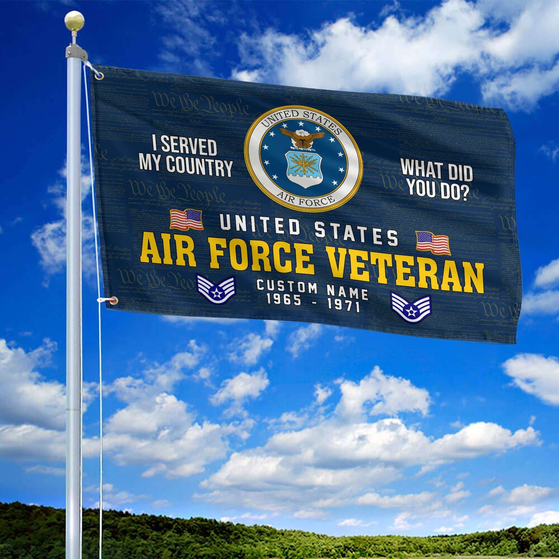 Unique Custom Name, Rank, Year, USAF Grommet Flag VPVC106712, Gift For Air Force Veteran, Gifts For Dad, For Husband, Best Gifts On Father's Day, Independence Day, Veterans Day.