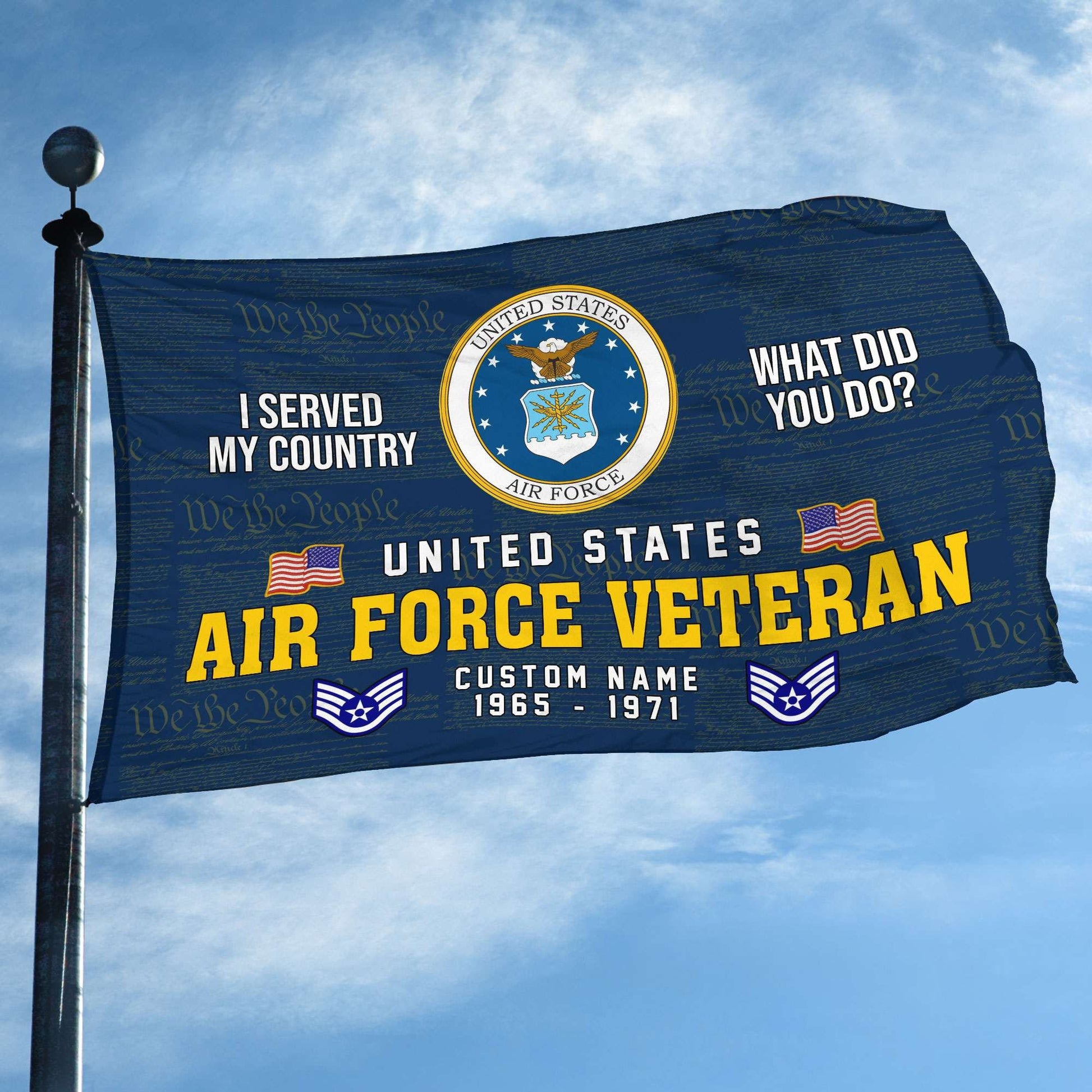 Unique Custom Name, Rank, Year, USAF Grommet Flag VPVC106712, Gift For Air Force Veteran, Gifts For Dad, For Husband, Best Gifts On Father's Day, Independence Day, Veterans Day.