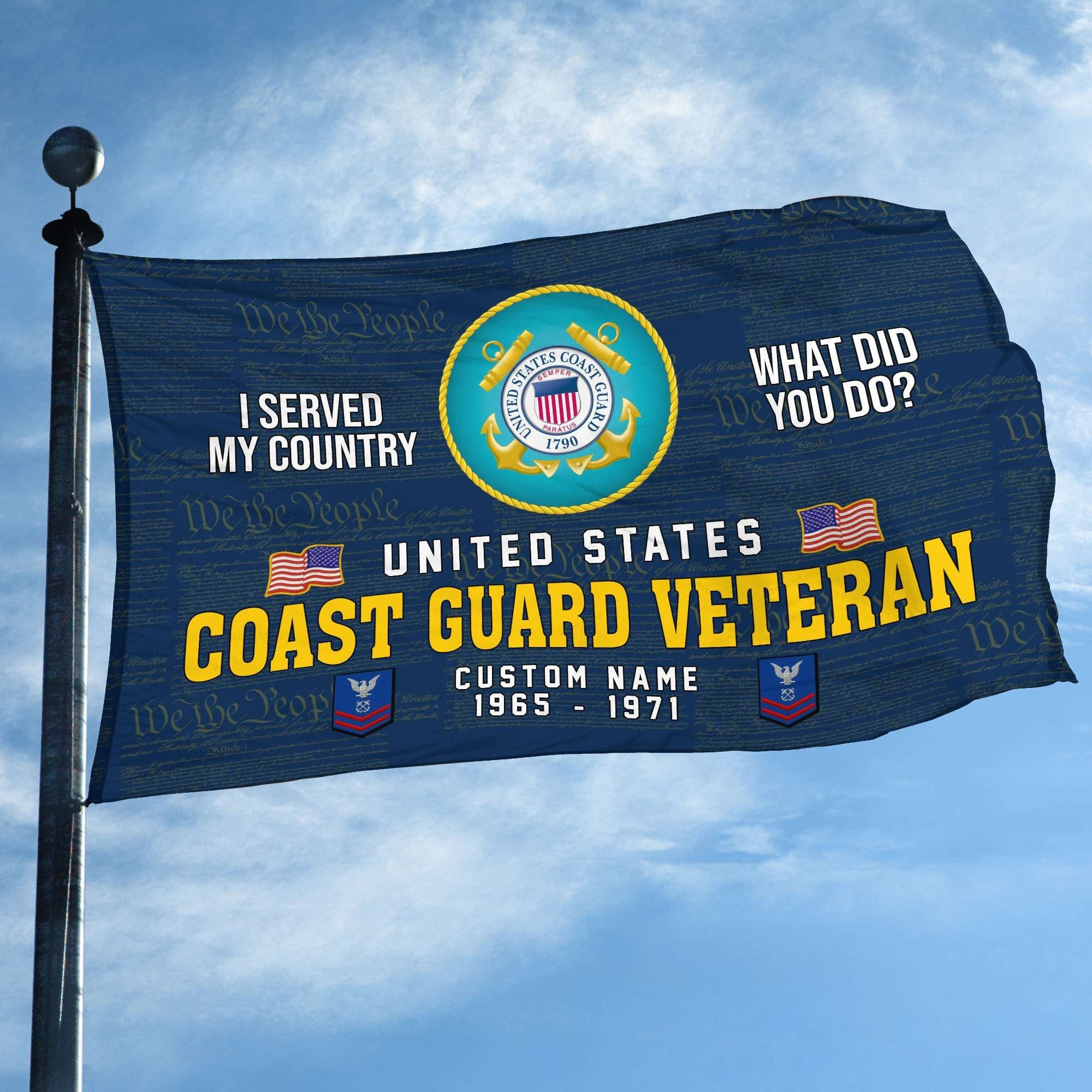 Unique Custom Name, Rank, Year, USCG Grommet Flag VPVC106705, Gift For Coast Guard Veteran, Gifts For Dad, For Husband, Best Gifts On Father's Day, Independence Day, Veterans Day.