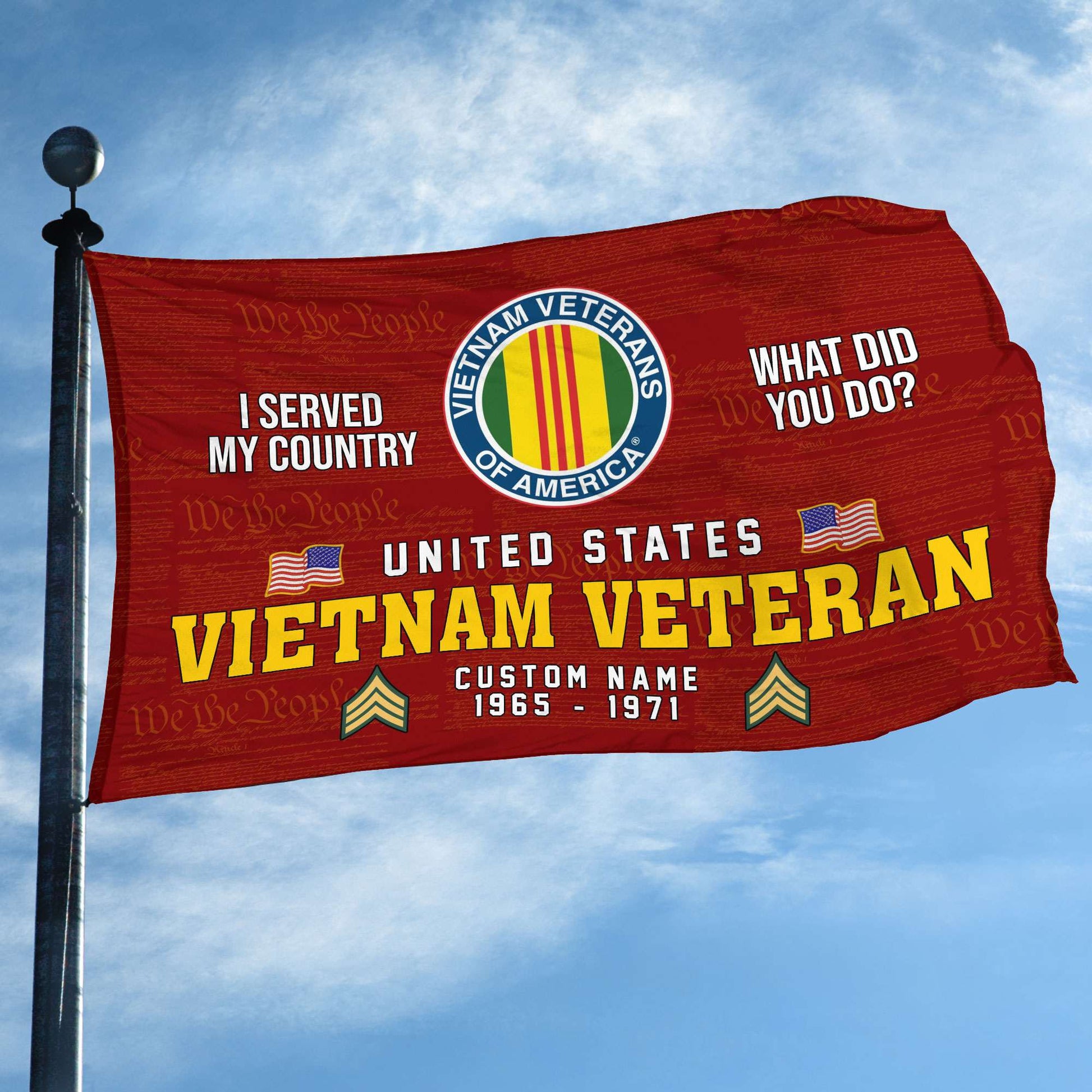 Unique Custom Name, Rank, Year, Vietnam Veteran Grommet Flag VPVC106706, Gift For Vietnam Veteran, Gifts For Dad, For Husband, Best Gifts On Father's Day, Independence Day, Veterans Day.
