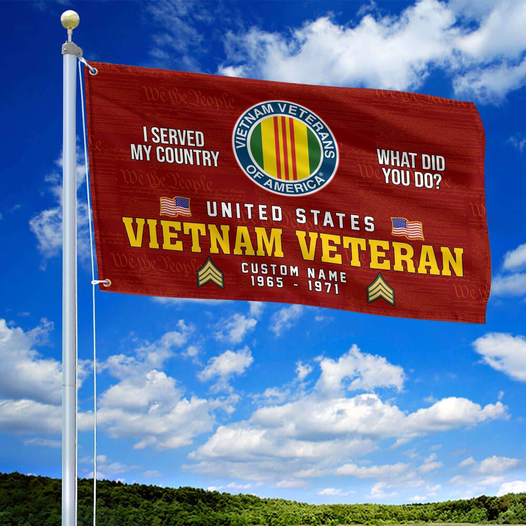 Unique Custom Name, Rank, Year, Vietnam Veteran Grommet Flag VPVC106706, Gift For Vietnam Veteran, Gifts For Dad, For Husband, Best Gifts On Father's Day, Independence Day, Veterans Day.