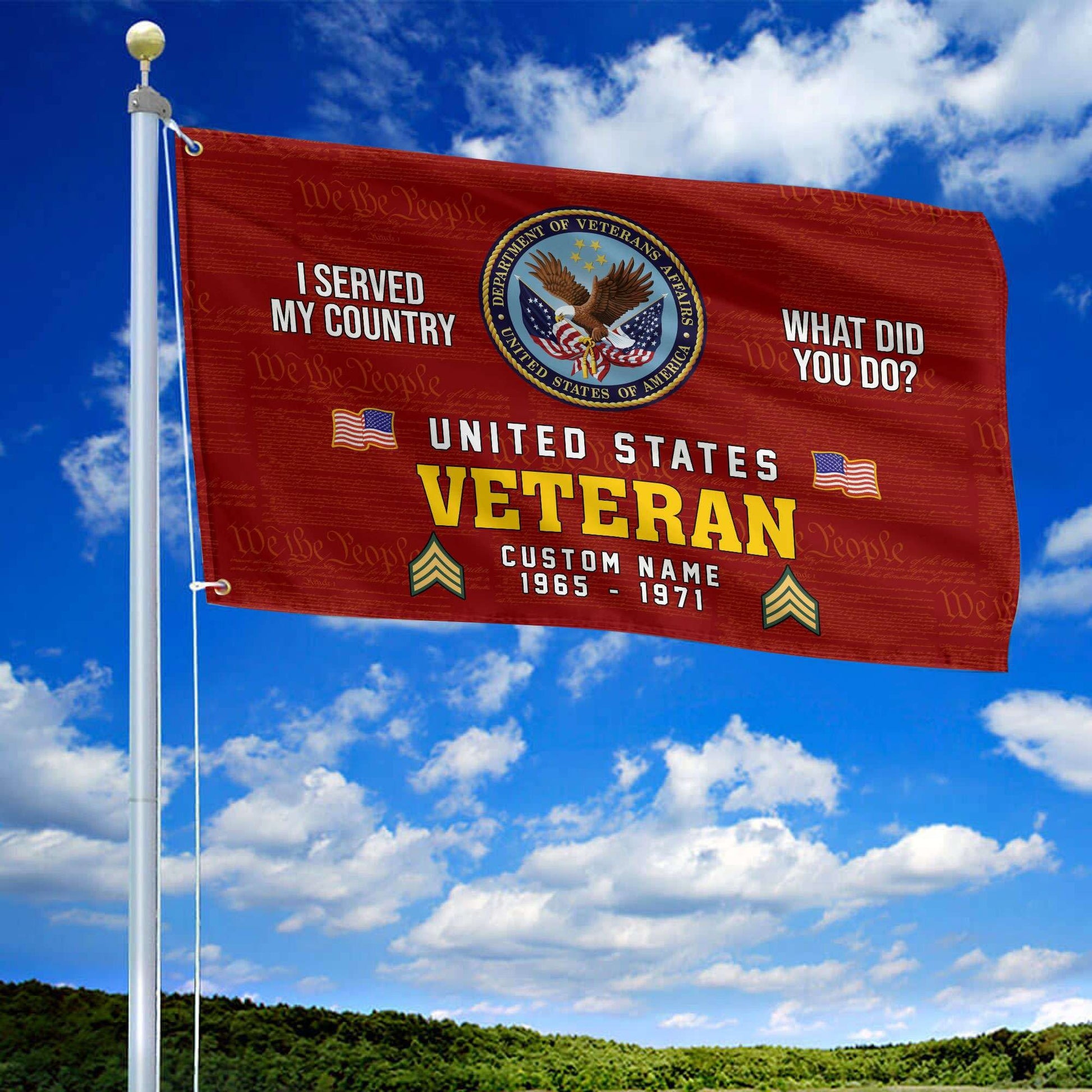 Unique Custom Name, Rank, Year, US Veteran Grommet Flag VPVC106707, Gift For US Veteran, Gifts For Dad, For Husband, Best Gifts On Father's Day, Independence Day, Veterans Day.