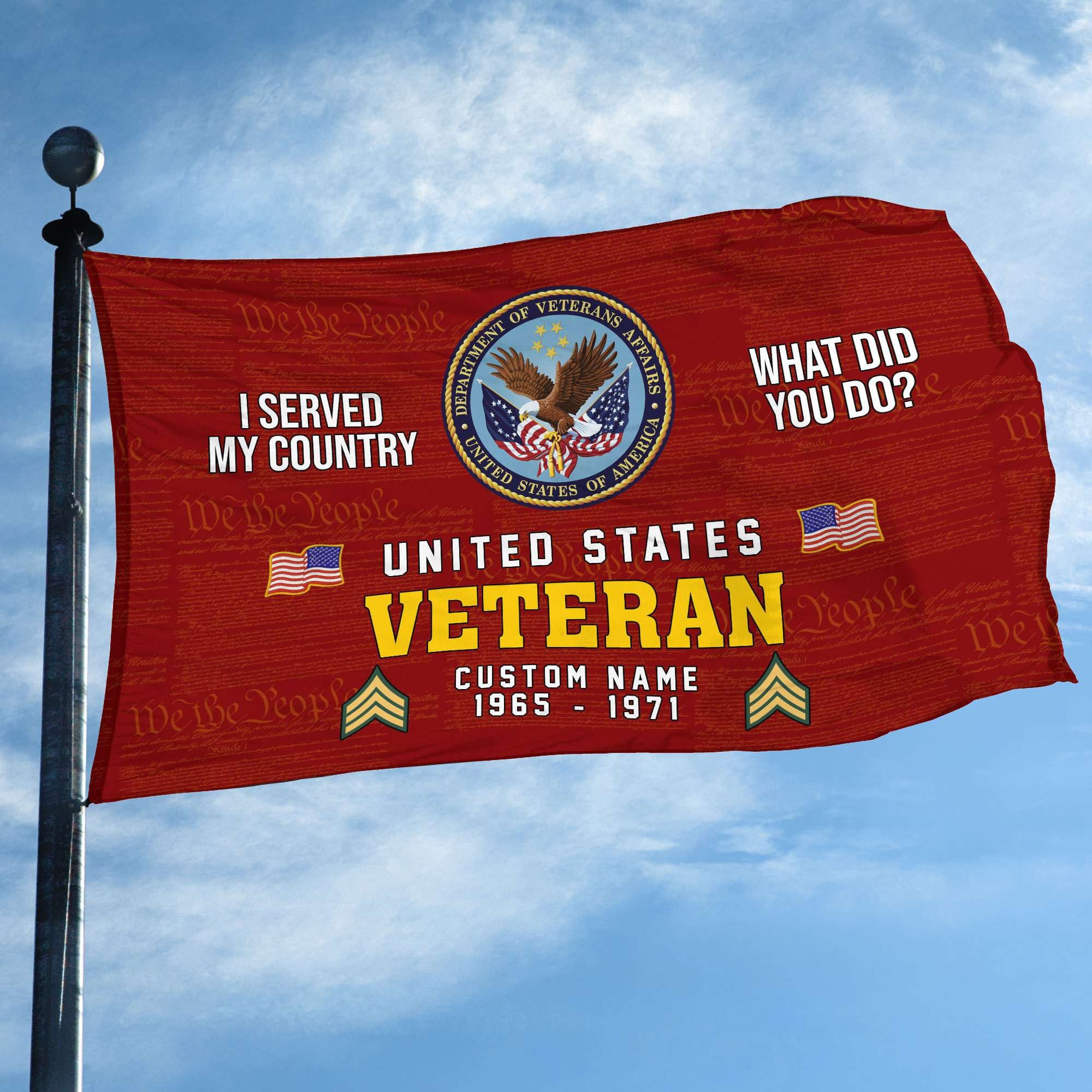 Unique Custom Name, Rank, Year, US Veteran Grommet Flag VPVC106707, Gift For US Veteran, Gifts For Dad, For Husband, Best Gifts On Father's Day, Independence Day, Veterans Day.
