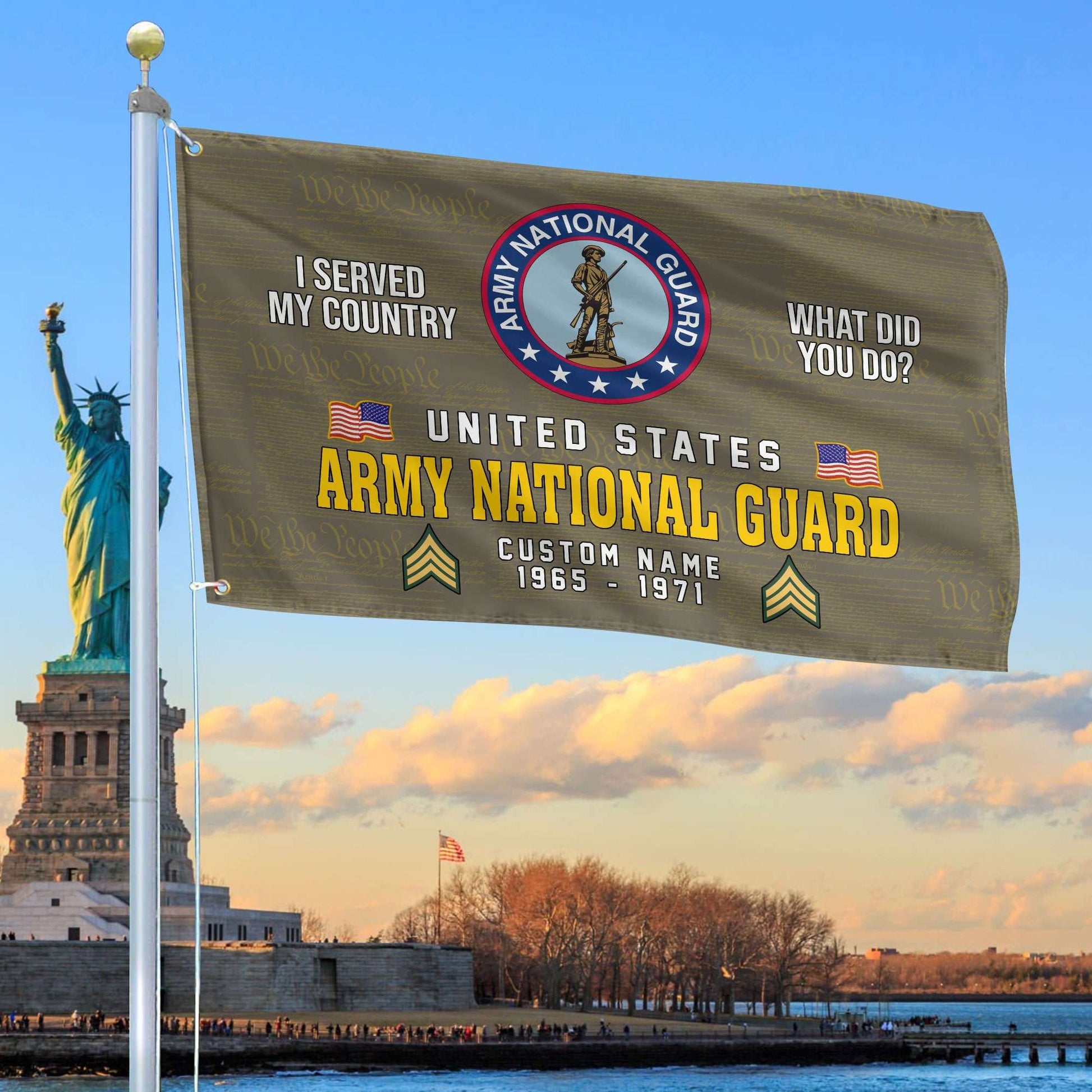 Unique Custom Name, Rank, Year, Army National Guard Grommet Flag VPVC106708, Gift For Army National Guard Veteran, Gifts For Dad, For Husband, Best Gifts On Father's Day, Independence Day, Veterans Day.