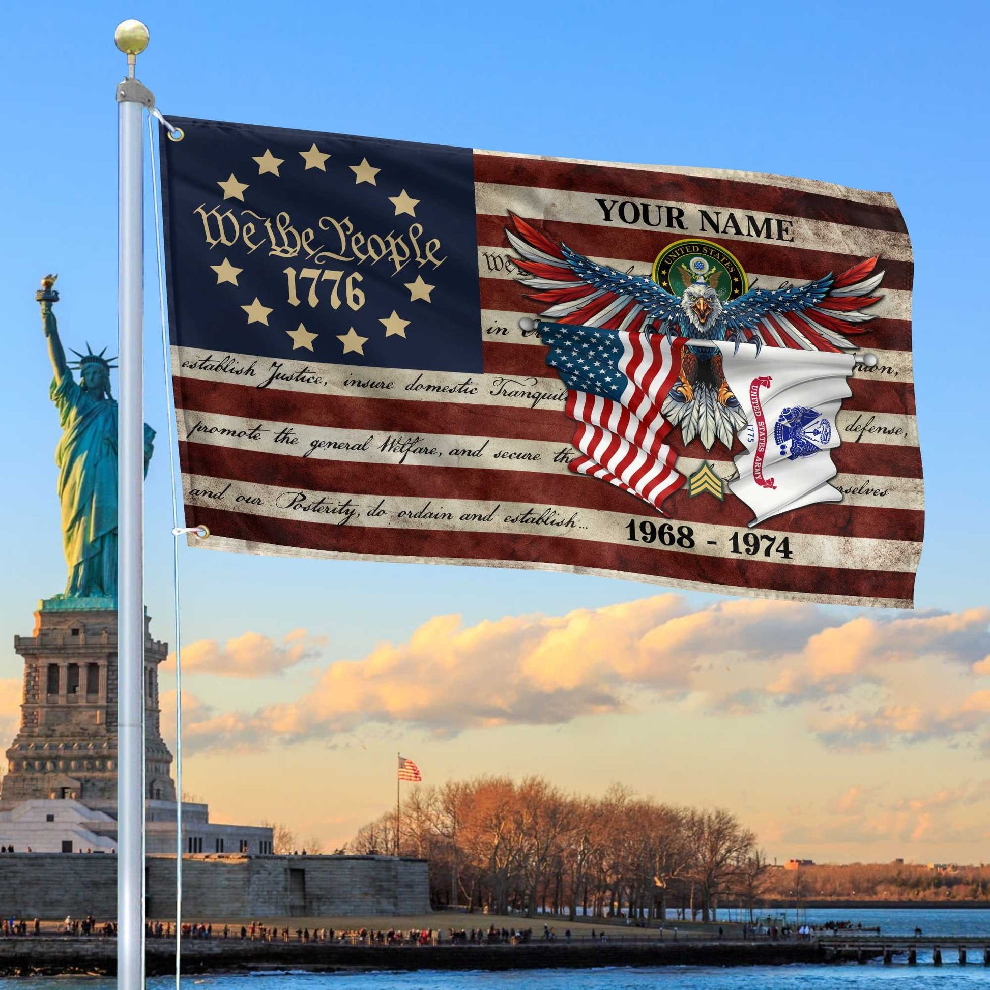 Premium Custom US Army Grommet Flag VPVC105201, Gift For Army Veteran, Best Gifts On Father's Day, Memorial Day, Independence Day, Veterans Day.