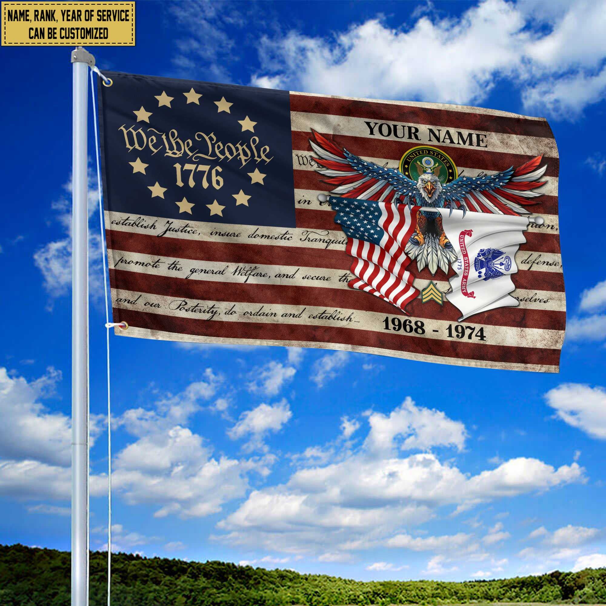 Premium Custom US Army Grommet Flag VPVC105201, Gift For Army Veteran, Best Gifts On Father's Day, Memorial Day, Independence Day, Veterans Day.