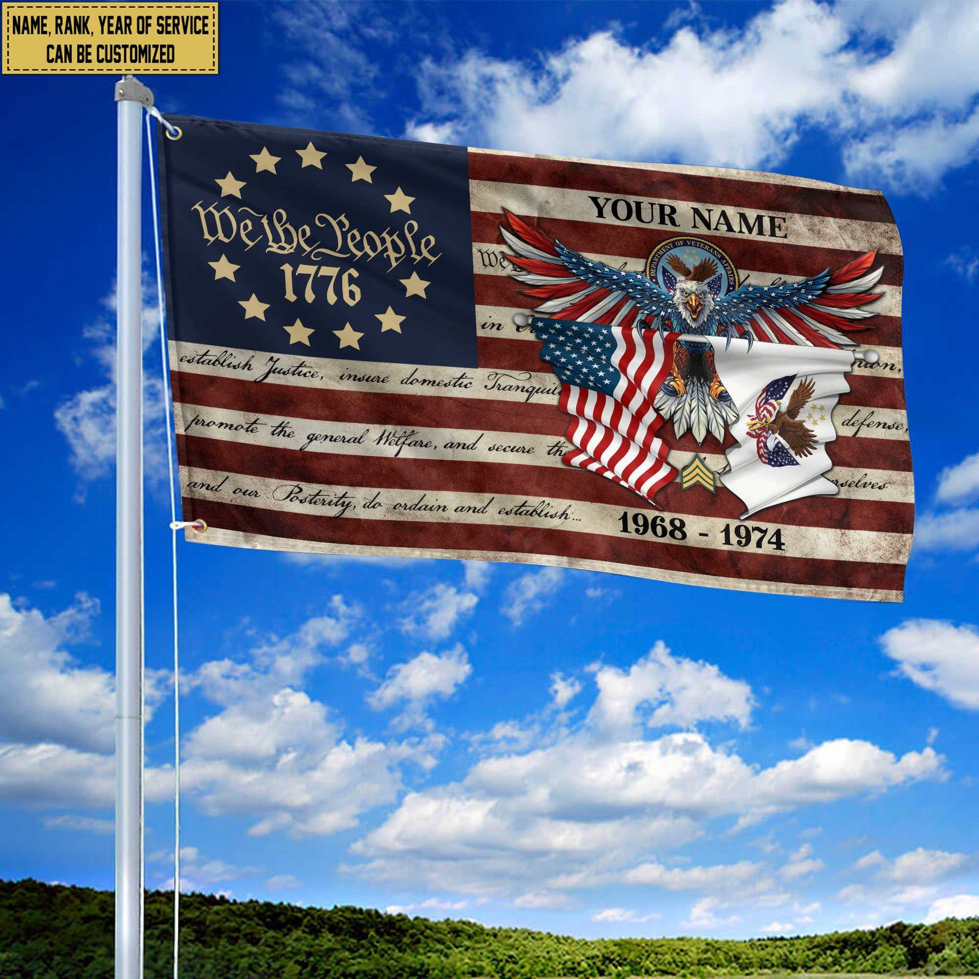 Premium Custom US Veteran Grommet Flag VPVC105207, Gift For US Veteran, Best Gifts On Father's Day, Memorial Day, Independence Day, Veterans Day.