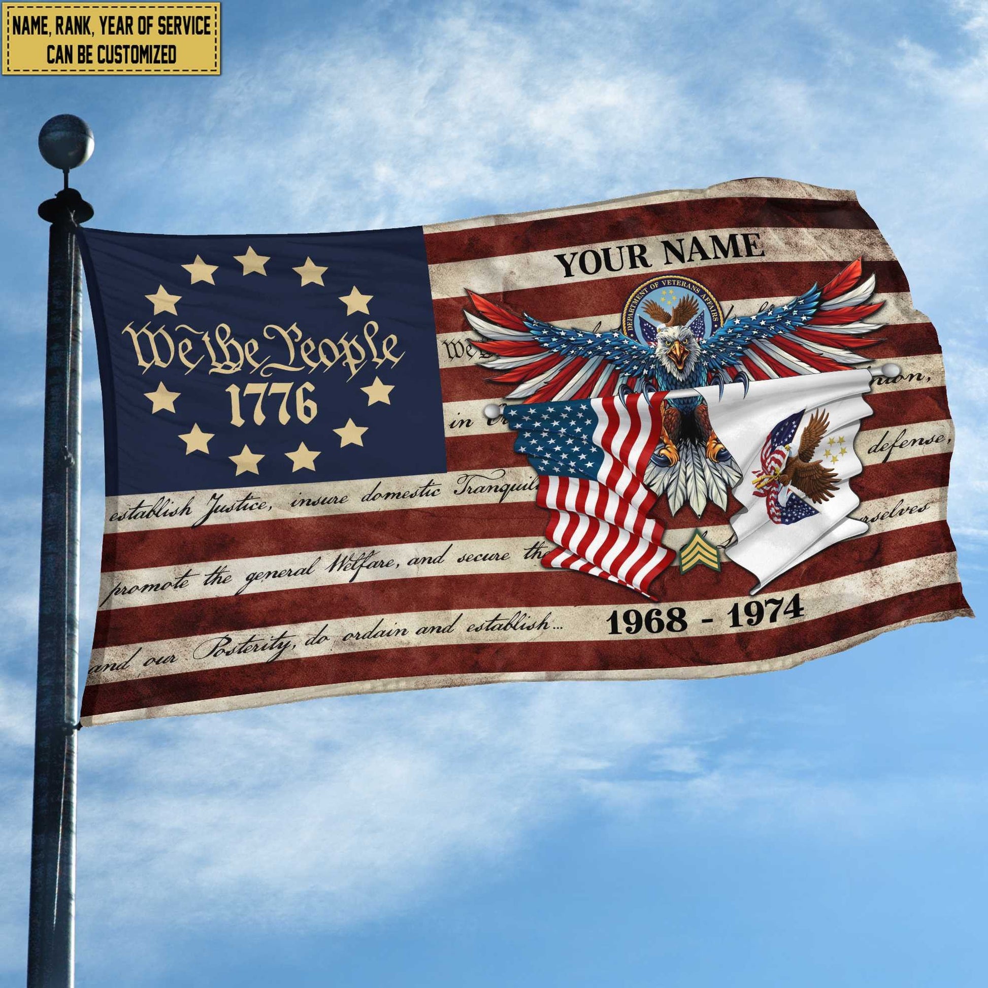 Premium Custom US Veteran Grommet Flag VPVC105207, Gift For US Veteran, Best Gifts On Father's Day, Memorial Day, Independence Day, Veterans Day.