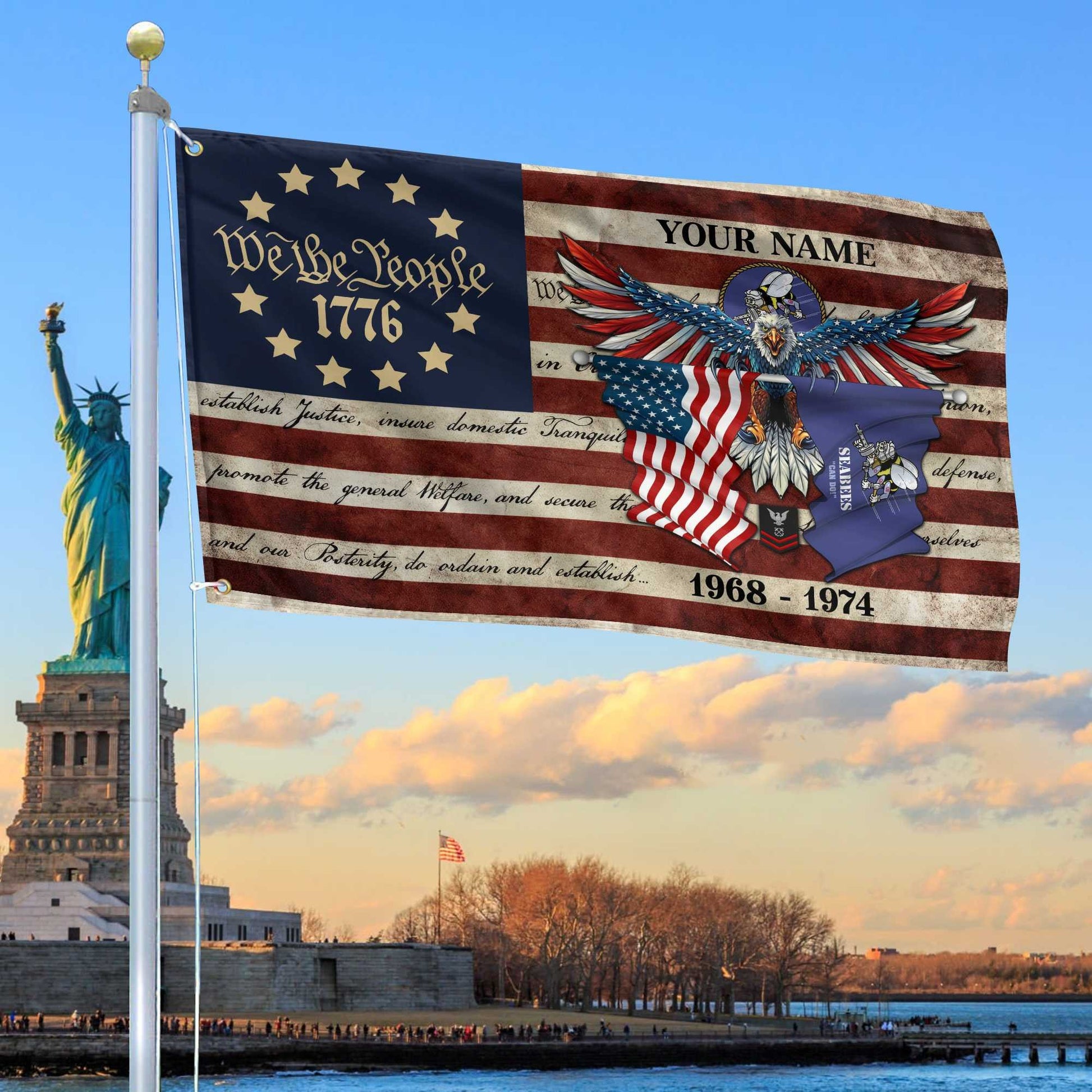 Premium Custom US Seabees Grommet Flag VPVC105209, Gift For Seabees Veteran, Best Gifts On Father's Day, Memorial Day, Independence Day, Veterans Day.