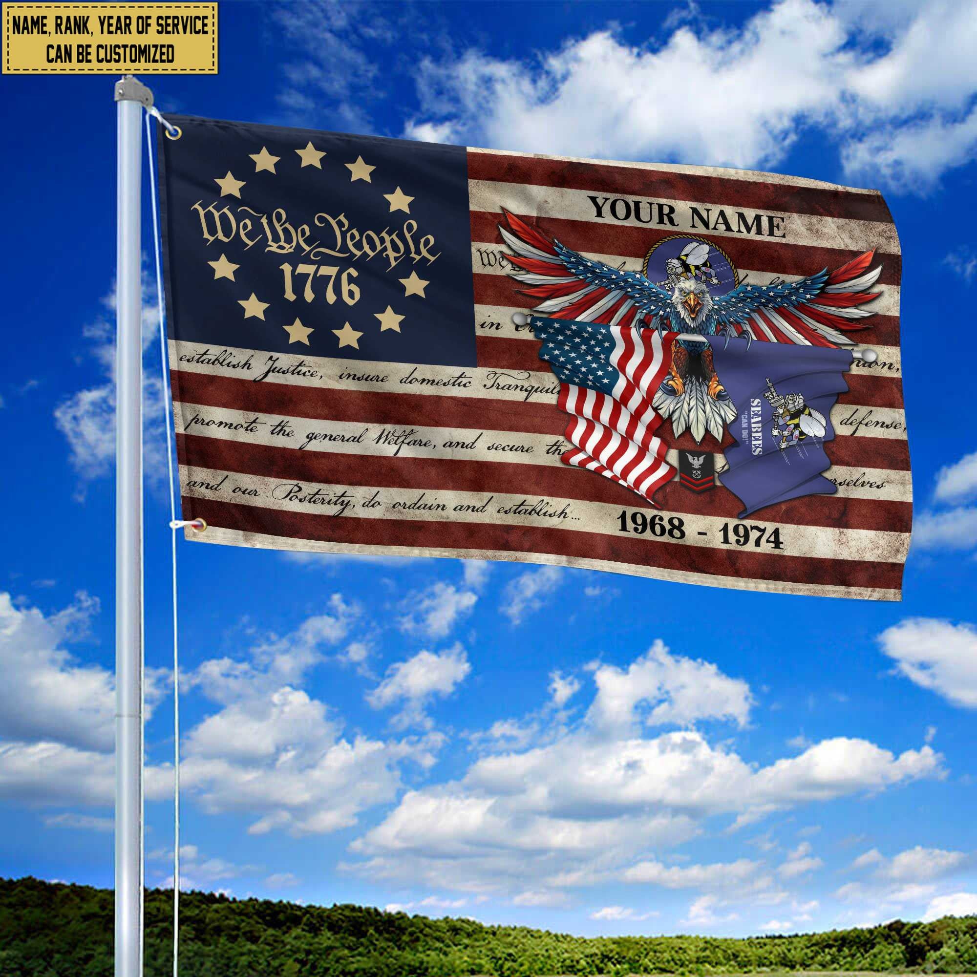 Premium Custom US Seabees Grommet Flag VPVC105209, Gift For Seabees Veteran, Best Gifts On Father's Day, Memorial Day, Independence Day, Veterans Day.