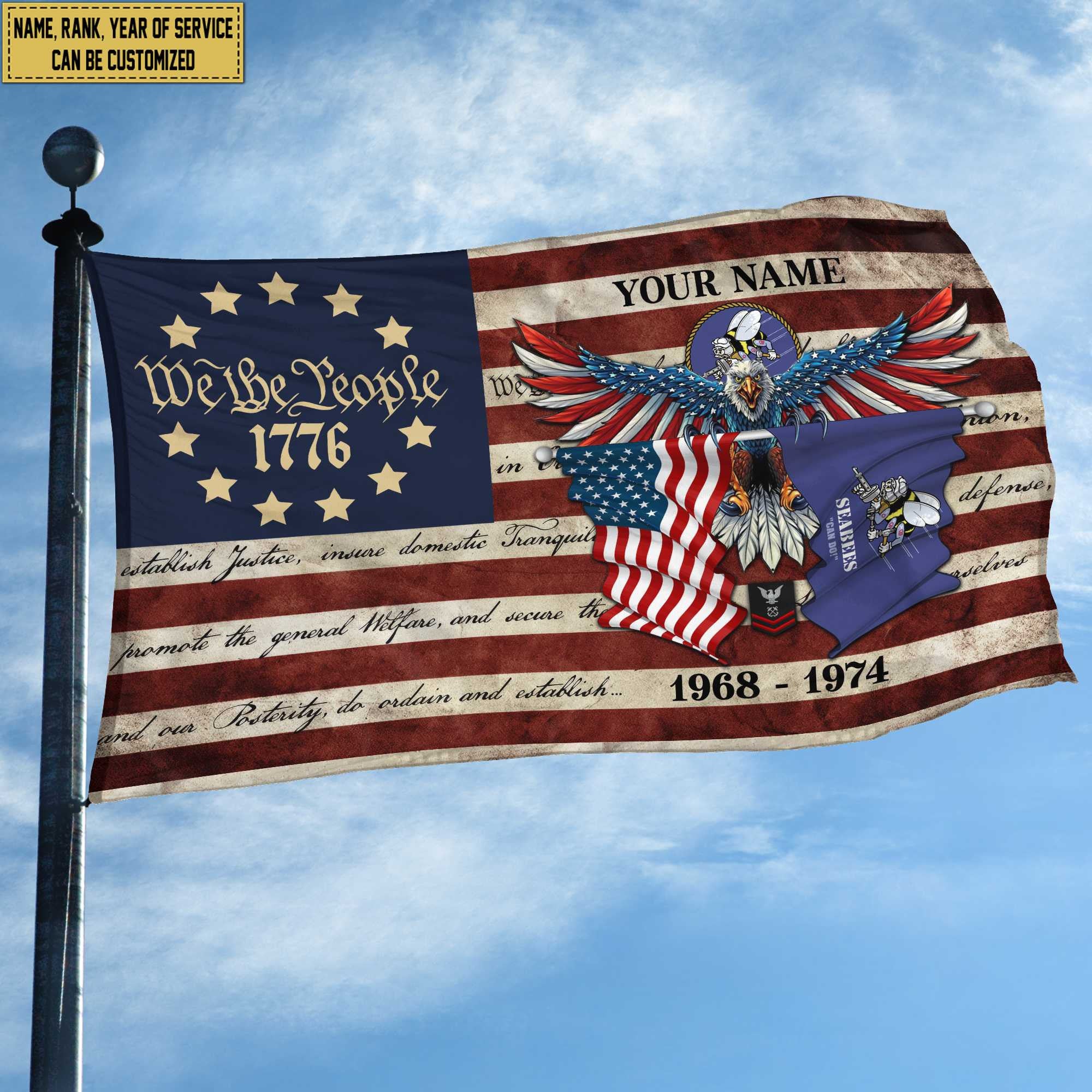 Premium Custom US Seabees Grommet Flag VPVC105209, Gift For Seabees Veteran, Best Gifts On Father's Day, Memorial Day, Independence Day, Veterans Day.