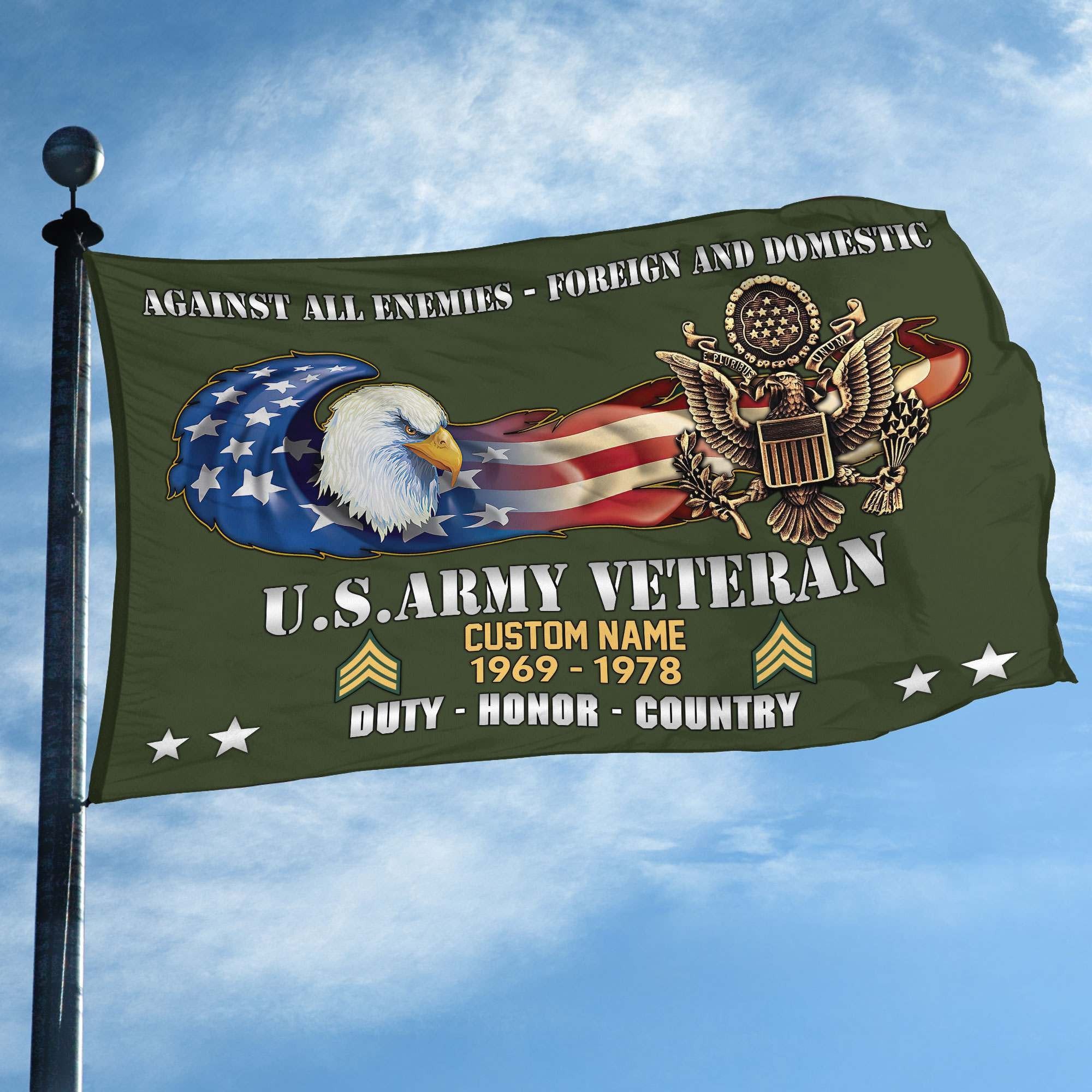 Unique Custom Name, Rank, Year, US Army Grommet Flag VPVC108001, Gift For Army Veteran, Gifts For Dad, For Husband, Best Gifts On Father's Day, Independence Day, Veterans Day.