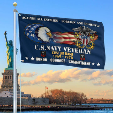 Unique Custom Name, Rank, Year, US Navy Grommet Flag VPVC108002, Gift For Navy Veteran, Gifts For Dad, For Husband, Best Gifts On Father's Day, Independence Day, Veterans Day.