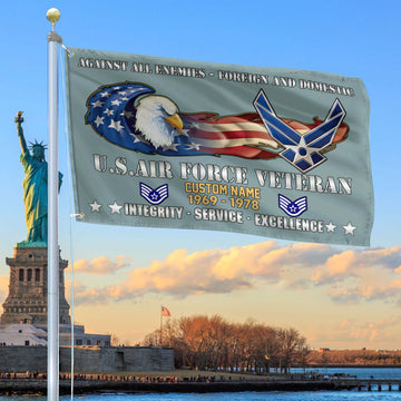 Unique Custom Name, Rank, Year, USAF Grommet Flag VPVC108004, Gift For Air Force Veteran, Gifts For Dad, For Husband, Best Gifts On Father's Day, Independence Day, Veterans Day.