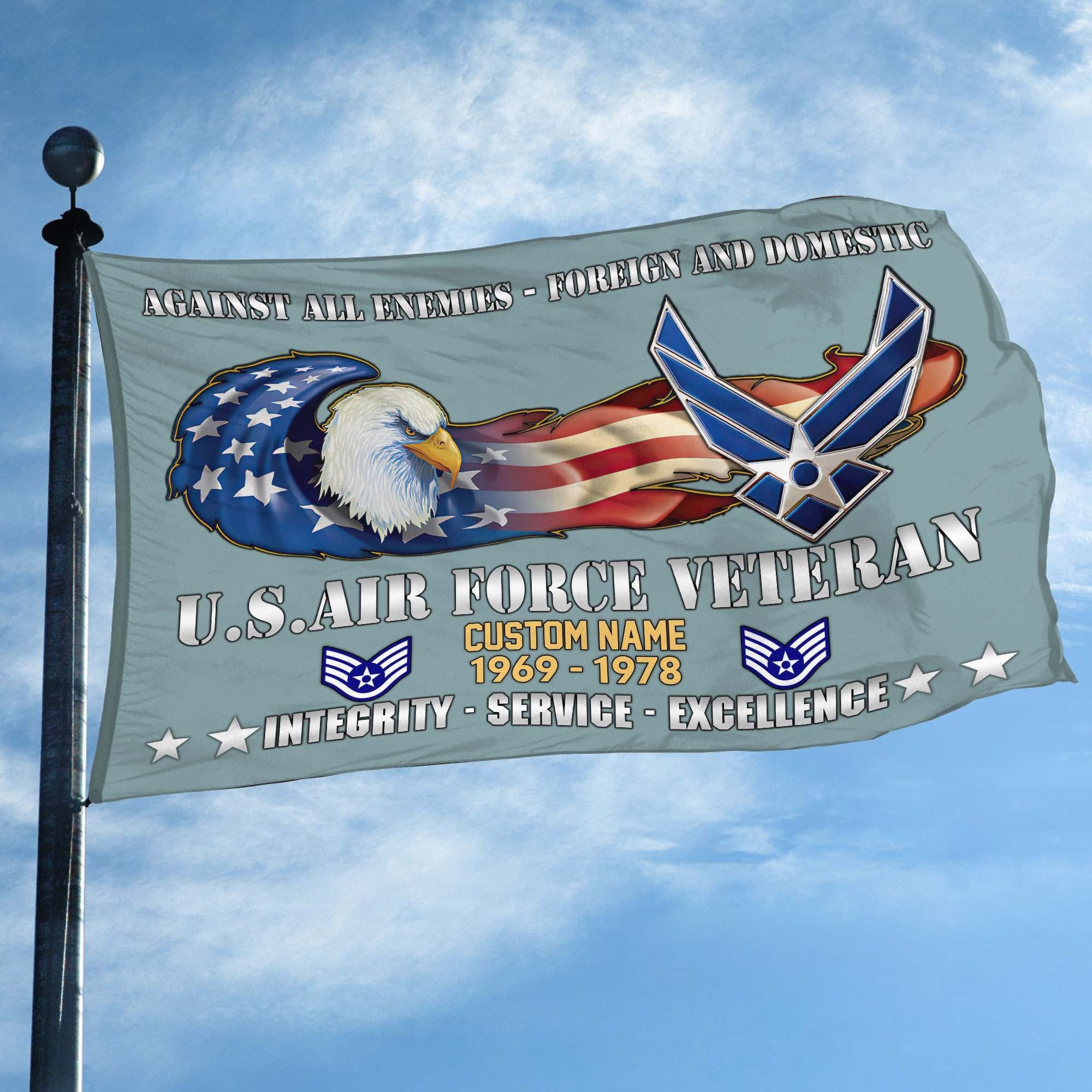 Unique Custom Name, Rank, Year, USAF Grommet Flag VPVC108004, Gift For Air Force Veteran, Gifts For Dad, For Husband, Best Gifts On Father's Day, Independence Day, Veterans Day.