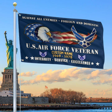 Unique Custom Name, Rank, Year, USAF Grommet Flag VPVC108012, Gift For Air Force Veteran, Gifts For Dad, For Husband, Best Gifts On Father's Day, Independence Day, Veterans Day.
