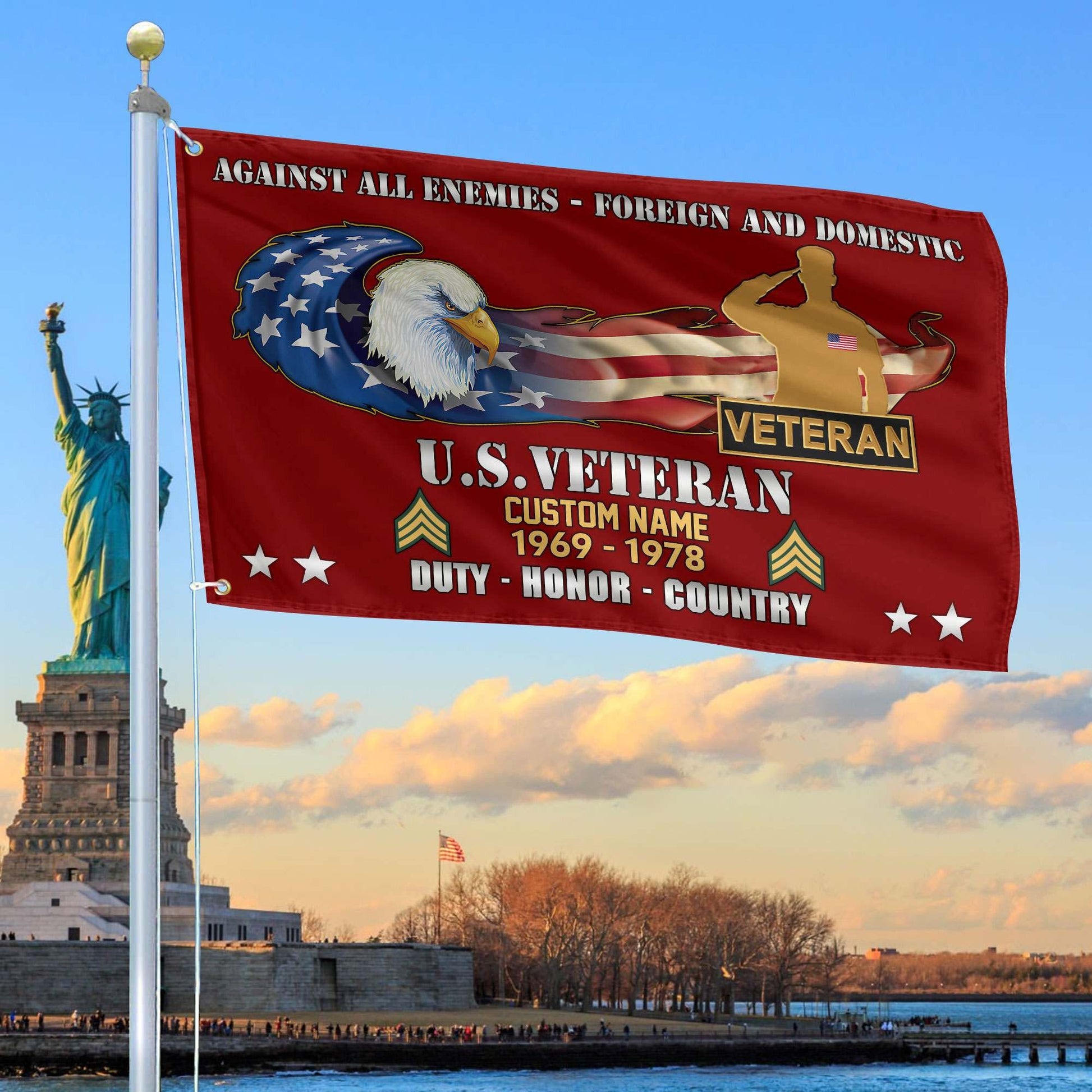 Unique Custom Name, Rank, Year, US Veteran Grommet Flag VPVC108007, Gift For US Veteran, Gifts For Dad, For Husband, Best Gifts On Father's Day, Independence Day, Veterans Day.