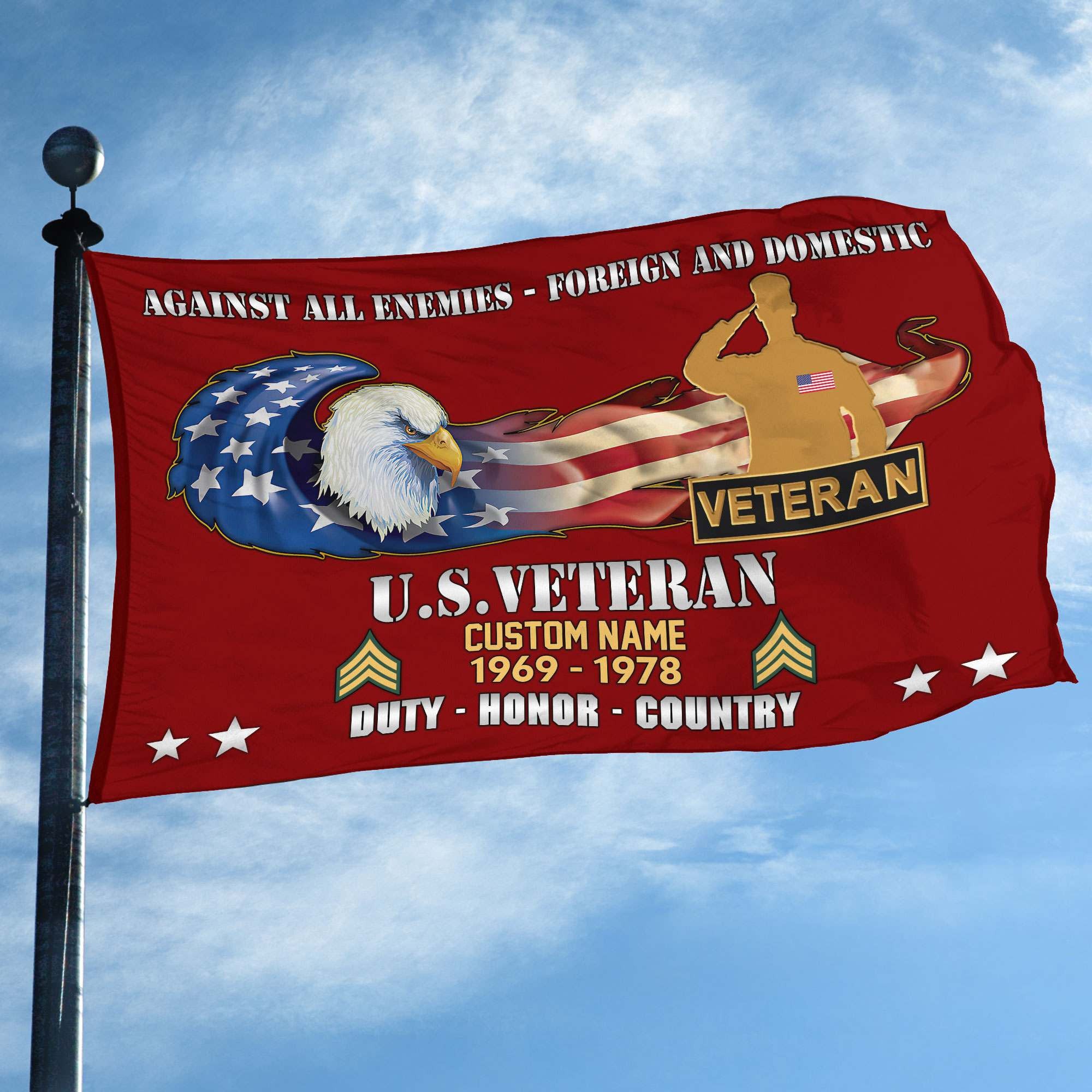 Unique Custom Name, Rank, Year, US Veteran Grommet Flag VPVC108007, Gift For US Veteran, Gifts For Dad, For Husband, Best Gifts On Father's Day, Independence Day, Veterans Day.