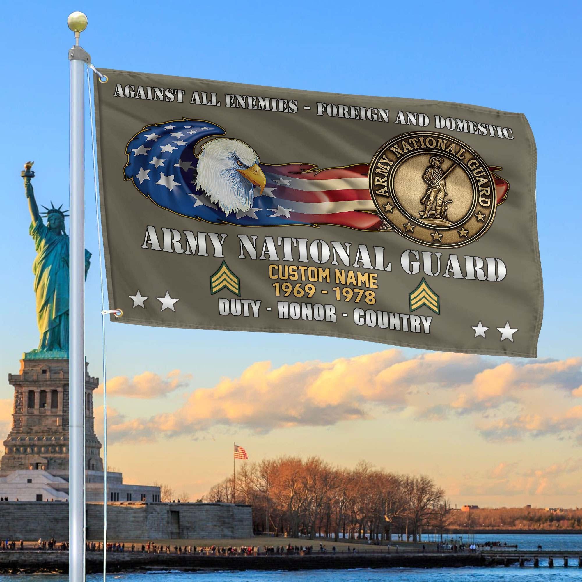Unique Custom Name, Rank, Year, Army National Guard Grommet Flag VPVC108008, Gift For Army National Guard Veteran, Gifts For Dad, For Husband, Best Gifts On Father's Day, Independence Day, Veterans Day.
