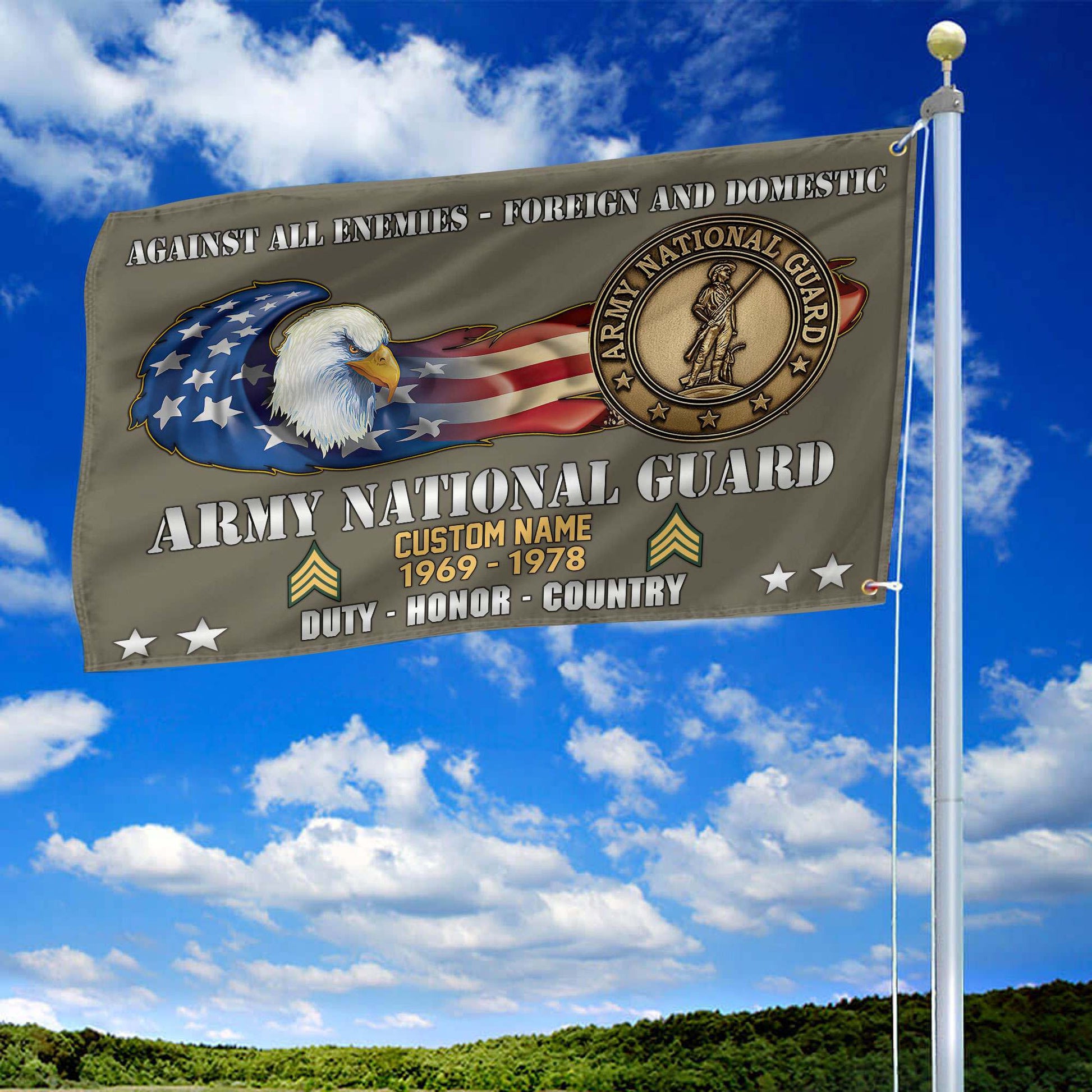 Unique Custom Name, Rank, Year, Army National Guard Grommet Flag VPVC108008, Gift For Army National Guard Veteran, Gifts For Dad, For Husband, Best Gifts On Father's Day, Independence Day, Veterans Day.