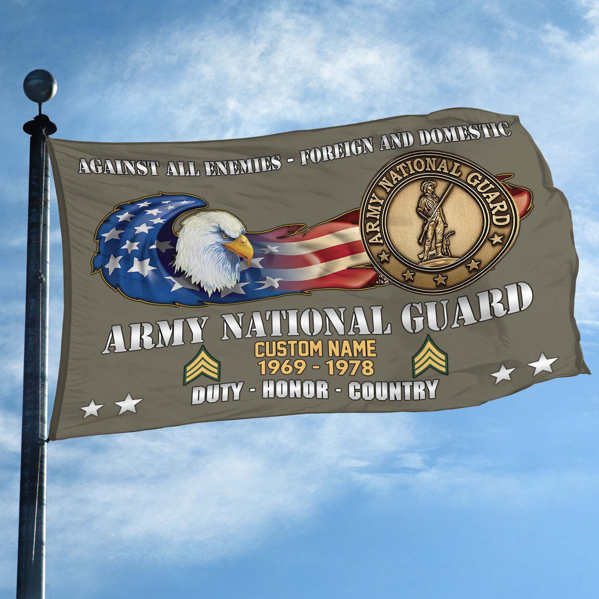 Unique Custom Name, Rank, Year, Army National Guard Grommet Flag VPVC108008, Gift For Army National Guard Veteran, Gifts For Dad, For Husband, Best Gifts On Father's Day, Independence Day, Veterans Day.