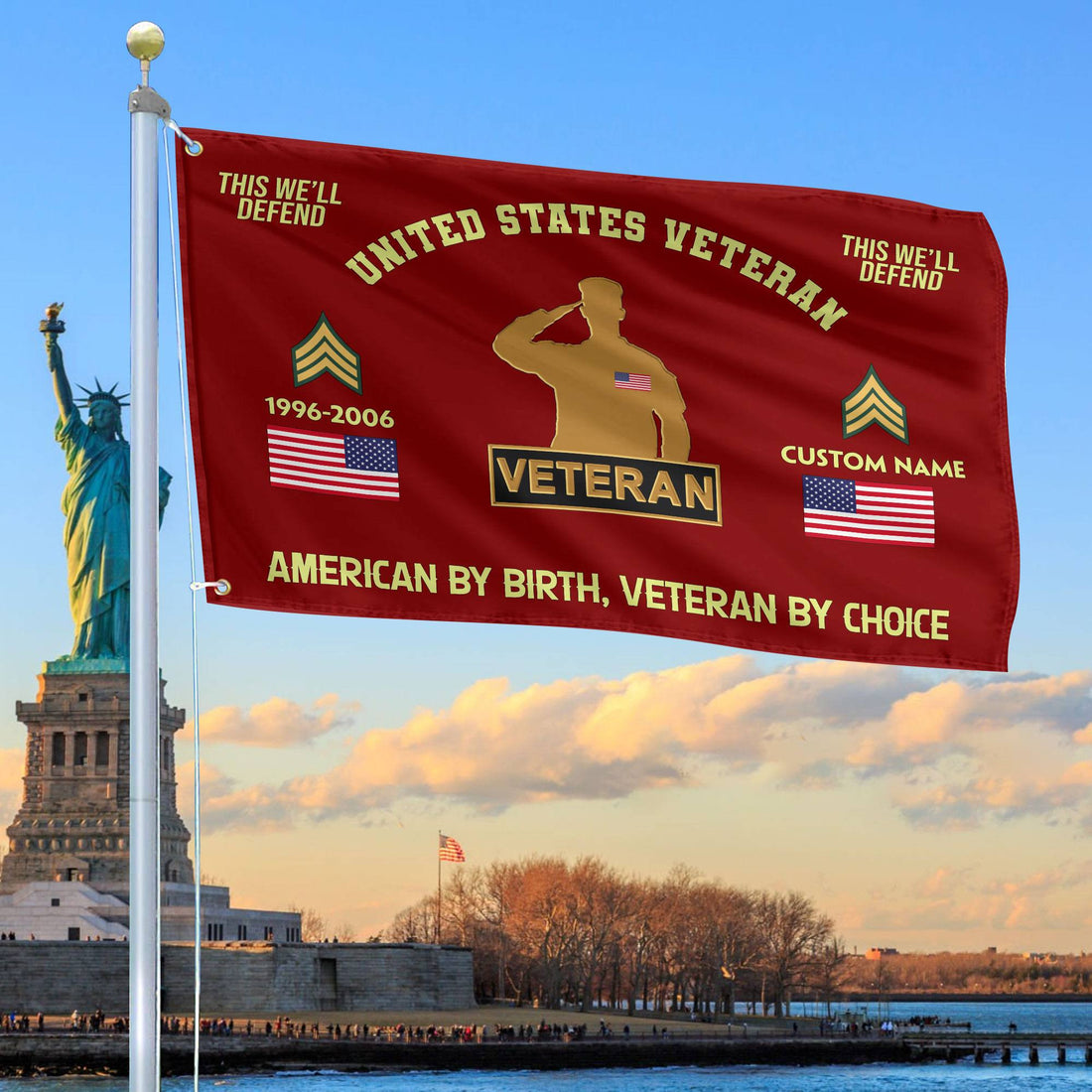 Premium Custom Name, Rank, Year, US Veteran Grommet Flag VPVC108107, Gift For US Veteran, Gifts For Dad, For Husband, Best Gifts On Father's Day, Independence Day, Veterans Day.