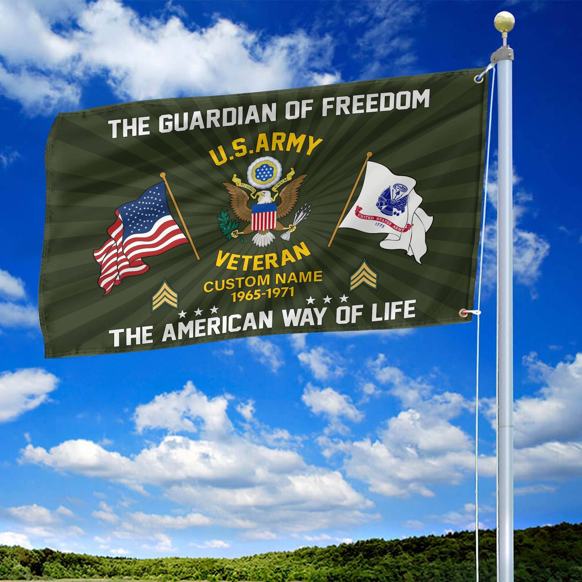 US Army Custom Grommet Flag VPVC108301, Gifts For Army Veteran, Best Gifts On Father's Day, Armed Forces Day, Independence Day, Veterans Day.