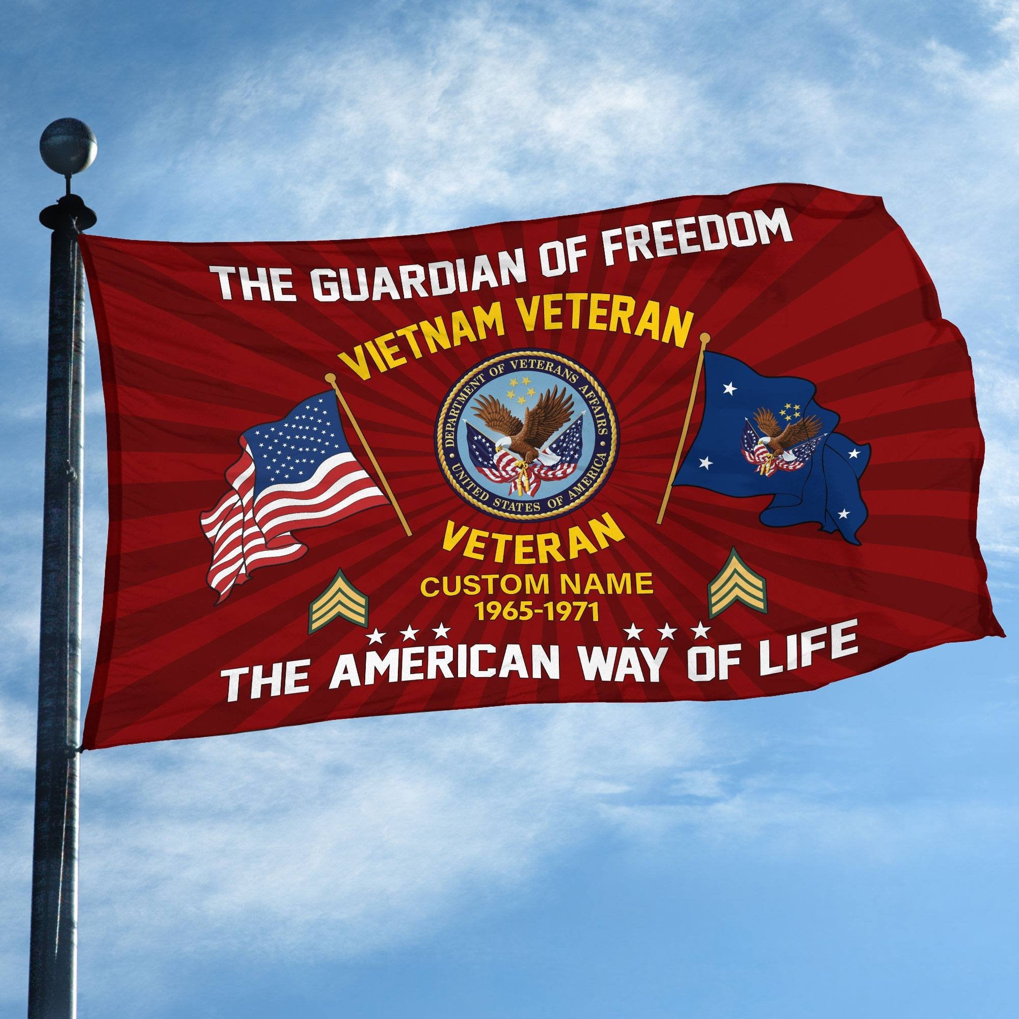 US Veteran Custom Grommet Flag VPVC108307, Gifts For US Veteran, Best Gifts On Father's Day, Armed Forces Day, Independence Day, Veterans Day.