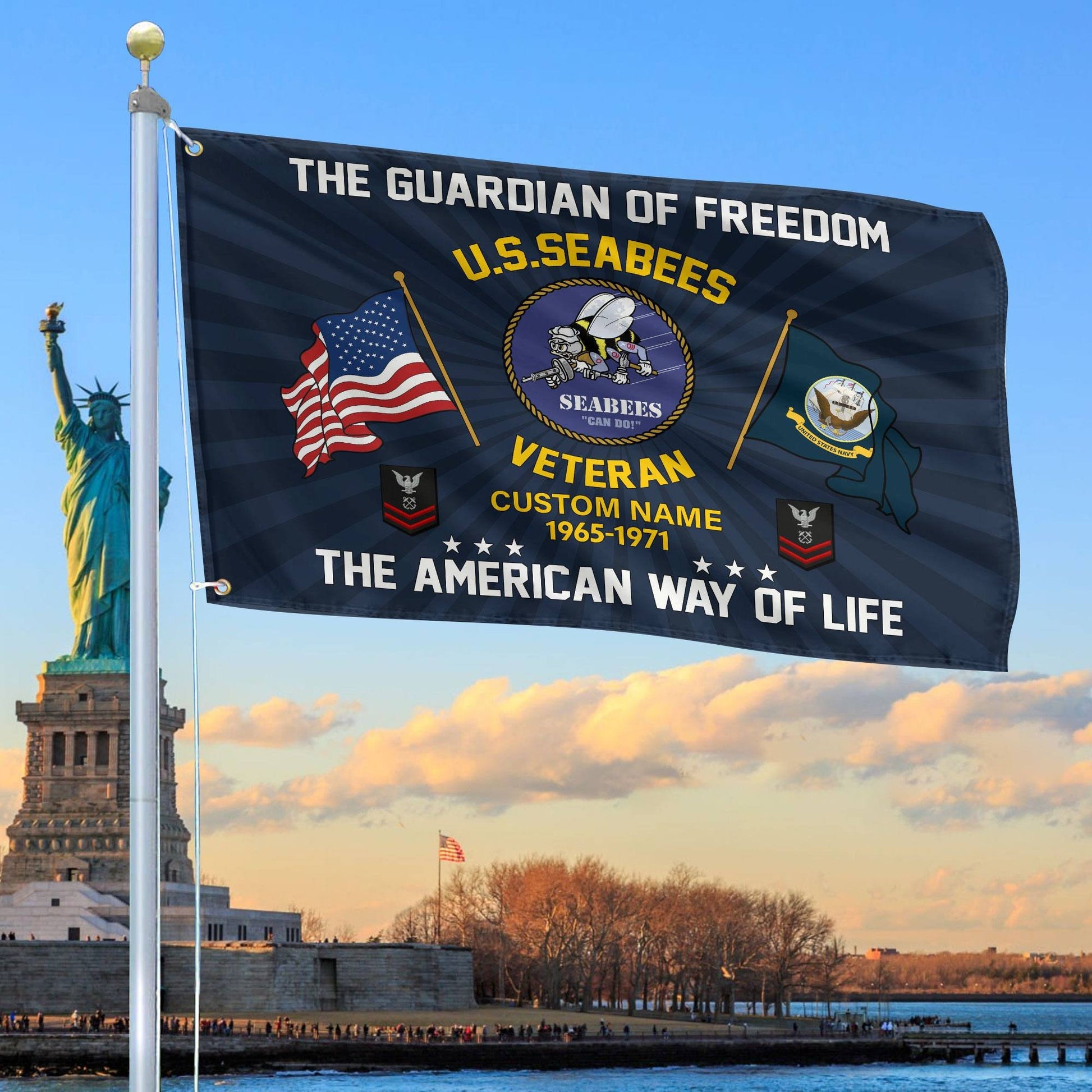 US Seabees Custom Grommet Flag VPVC108309, Gifts For Seabees Veteran, Best Gifts On Father's Day, Armed Forces Day, Independence Day, Veterans Day.