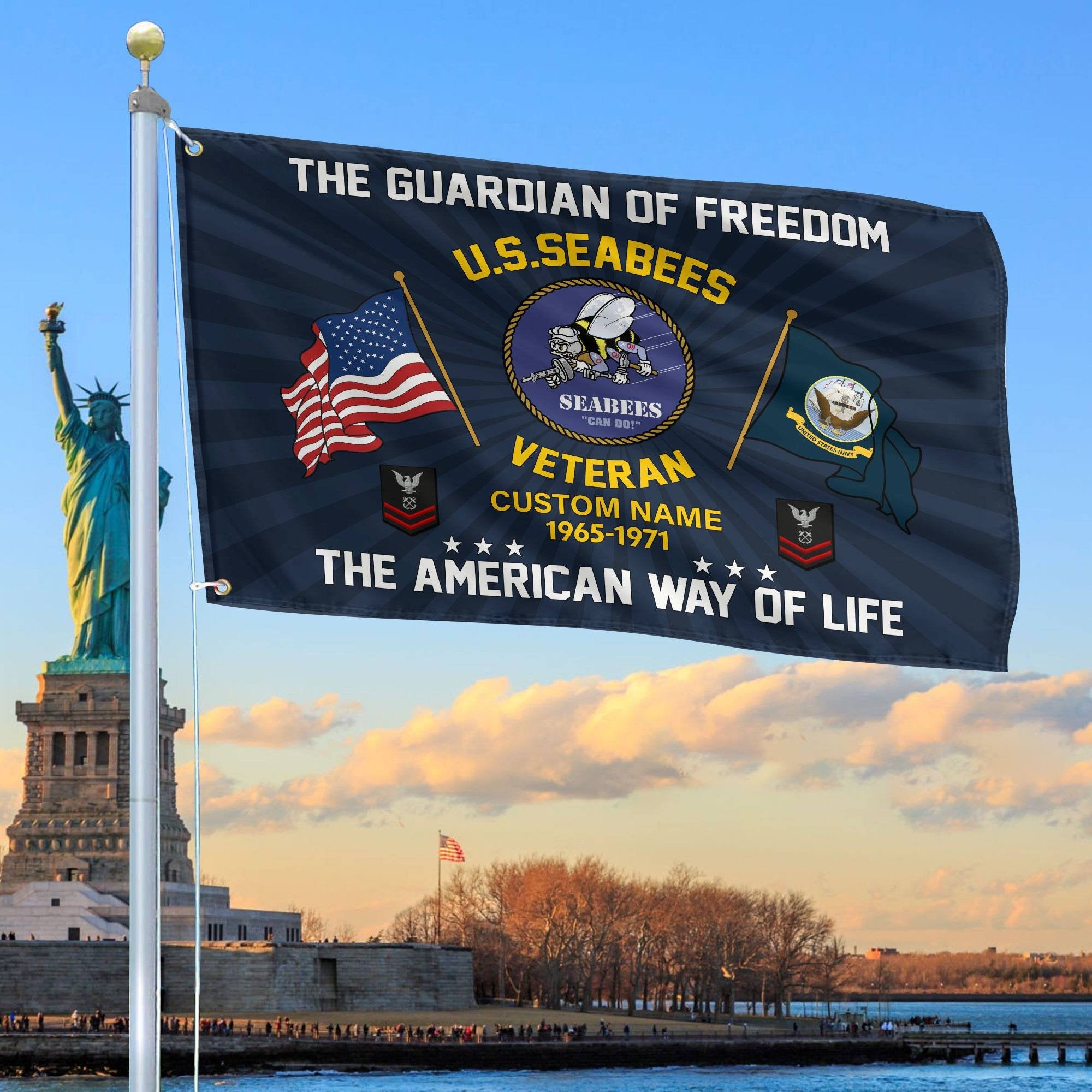 US Seabees Custom Grommet Flag VPVC108309, Gifts For Seabees Veteran, Best Gifts On Father's Day, Armed Forces Day, Independence Day, Veterans Day.