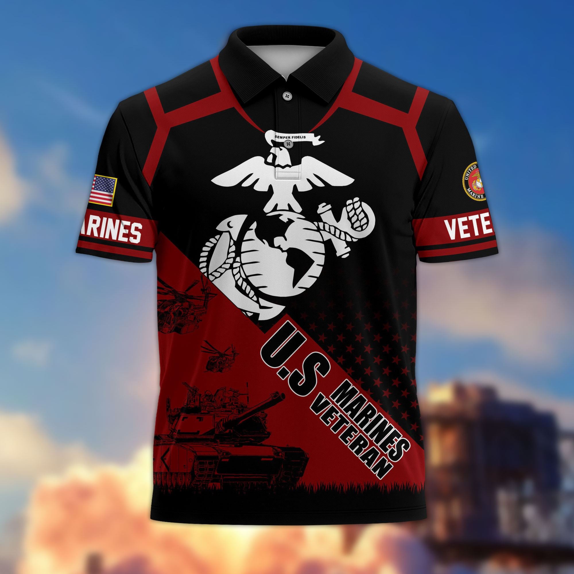 Premium US Veterans Polo Shirt BPHN050311, Gifts For US Veterans, Gifts On Father's Day, Independence Day, Armed Forces Day, Veterans Day.