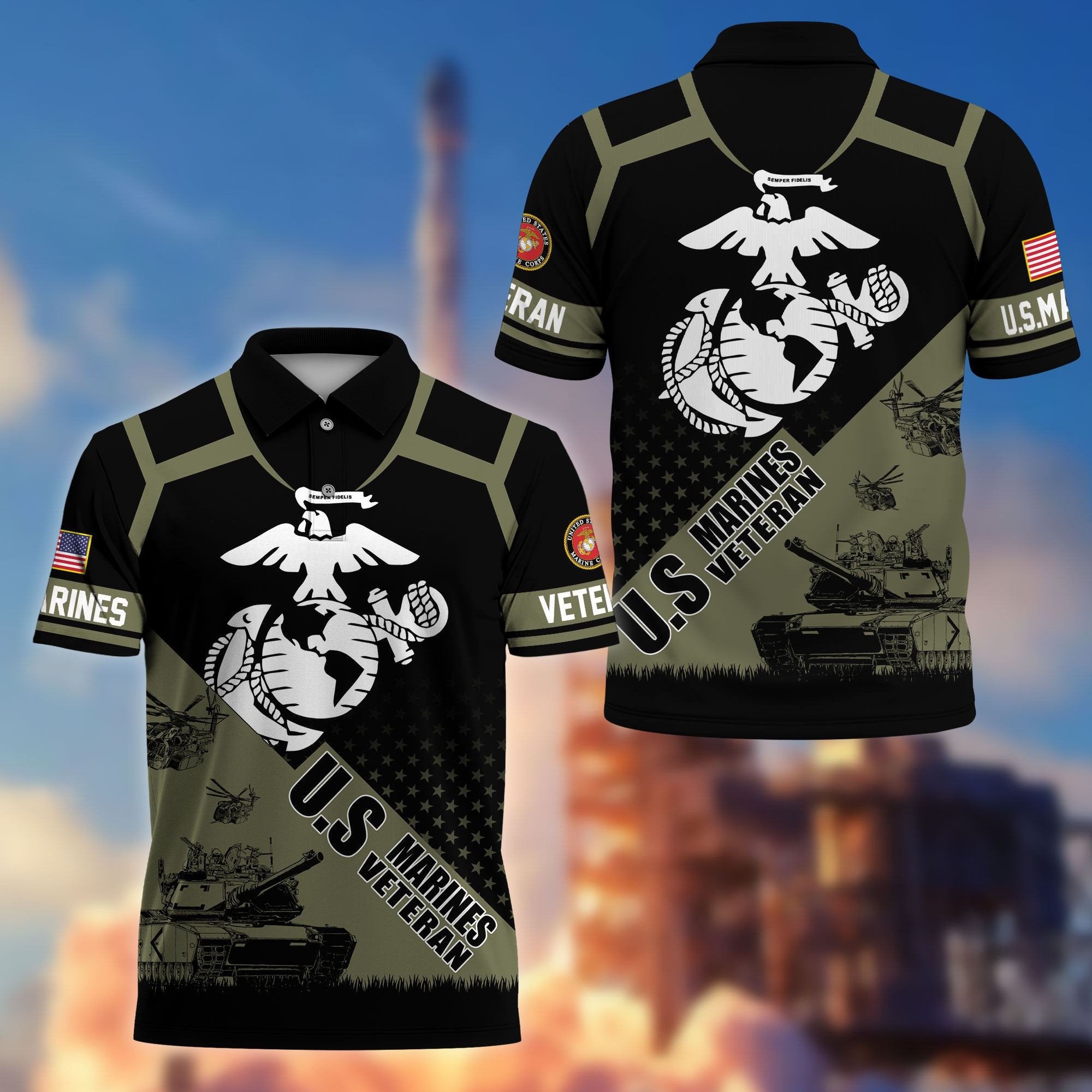 Premium US Veterans Polo Shirt BPHN050311, Gifts For US Veterans, Gifts On Father's Day, Independence Day, Armed Forces Day, Veterans Day.