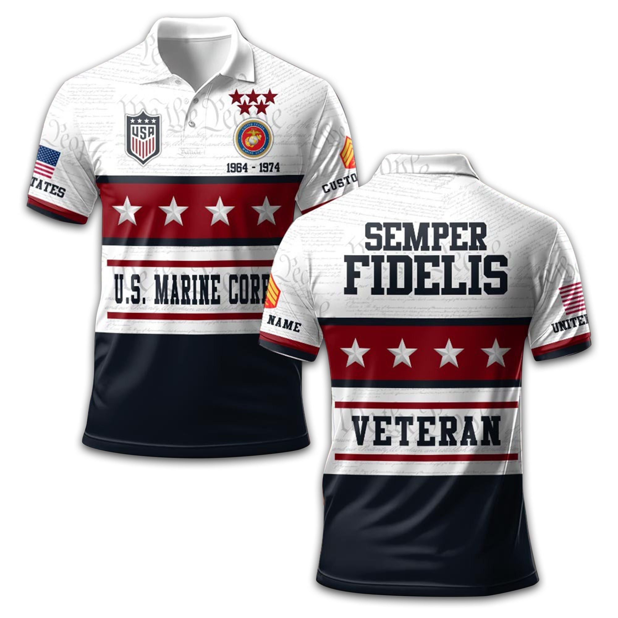 Premium Custom USMC Polo Shirt VPVC213203, Gifts For Marine Veteran, Gifts For Dad, For Husband, Best Gifts On Father's Day, Armed Forces Day, Independence Day, Veterans Day.