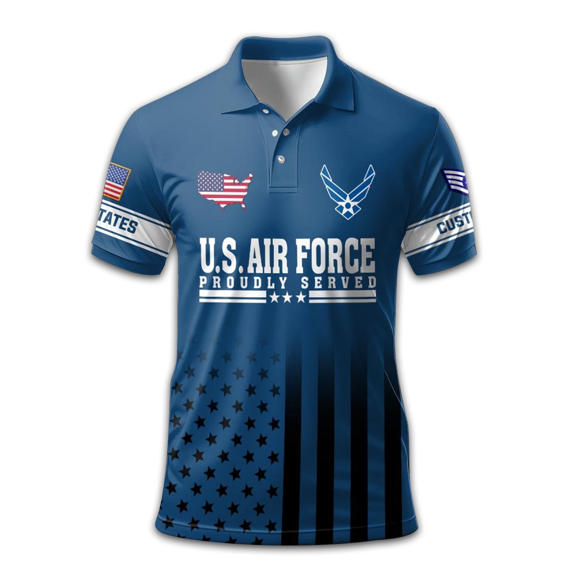 Premium USAF Polo Shirt VPVC213209, Custom Name, Rank Gifts For Air Force Veteran, Best Gifts On Father's Day, Armed Forces Day, Independence Day, Veterans Day.