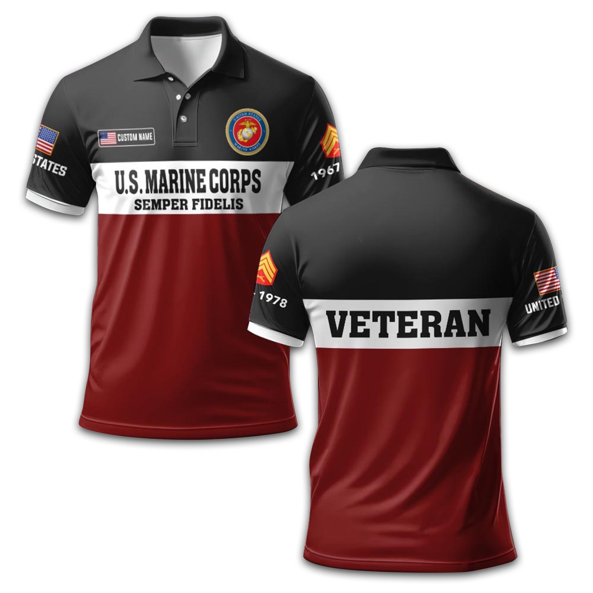 USMC Custom Polo Shirt VPVC213403, Gifts For Marine Veteran, Best Gifts On Father's Day, Armed Forces Day, Independence Day, Veterans Day.