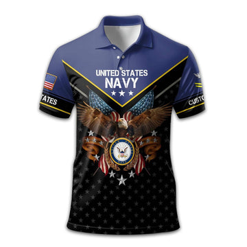 Premium Custom US Navy Polo Shirt VPVC213407, Gifts For Navy Veteran, Gifts For Dad, For Husband, Best Gifts On Father's Day, Armed Forces Day, Independence Day, Veterans Day.